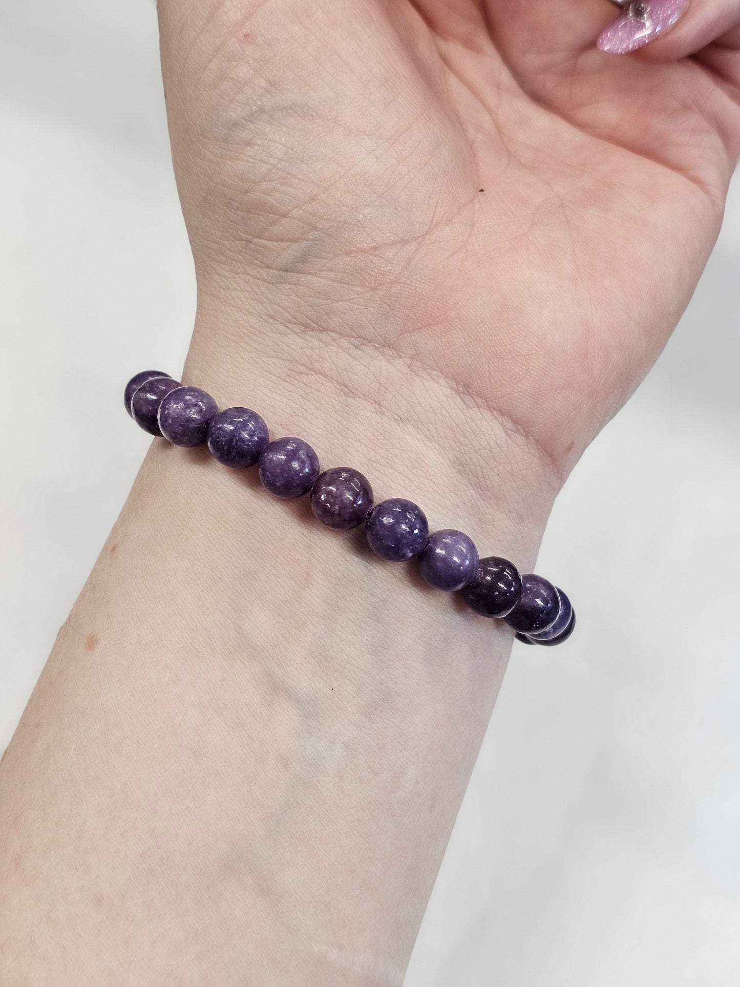 8mm Lepidolite bead bracelet