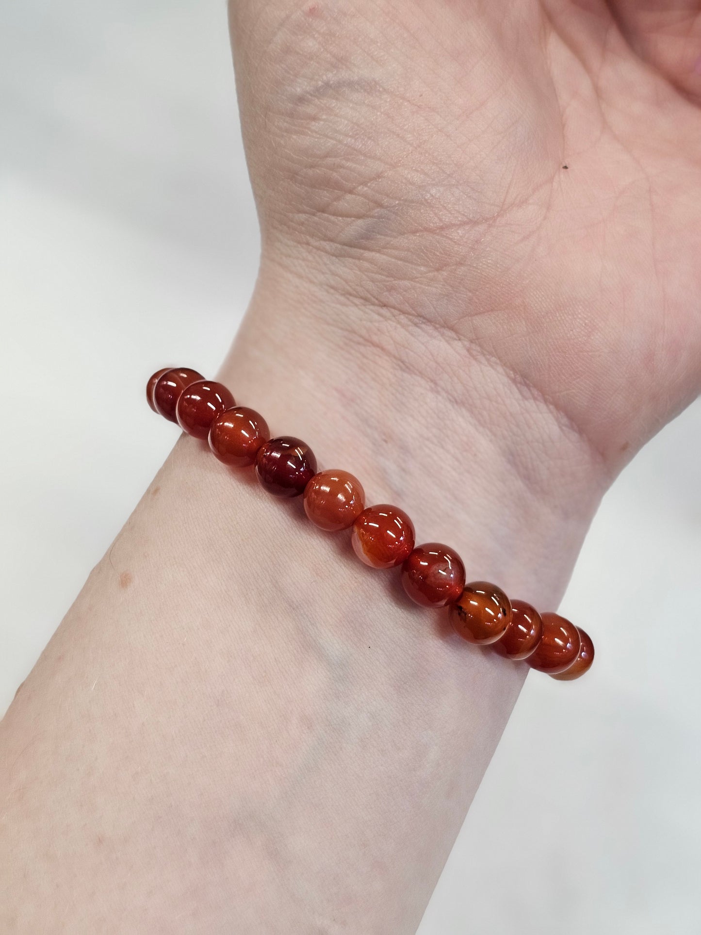 8mm Carnelian Bead Bracelet