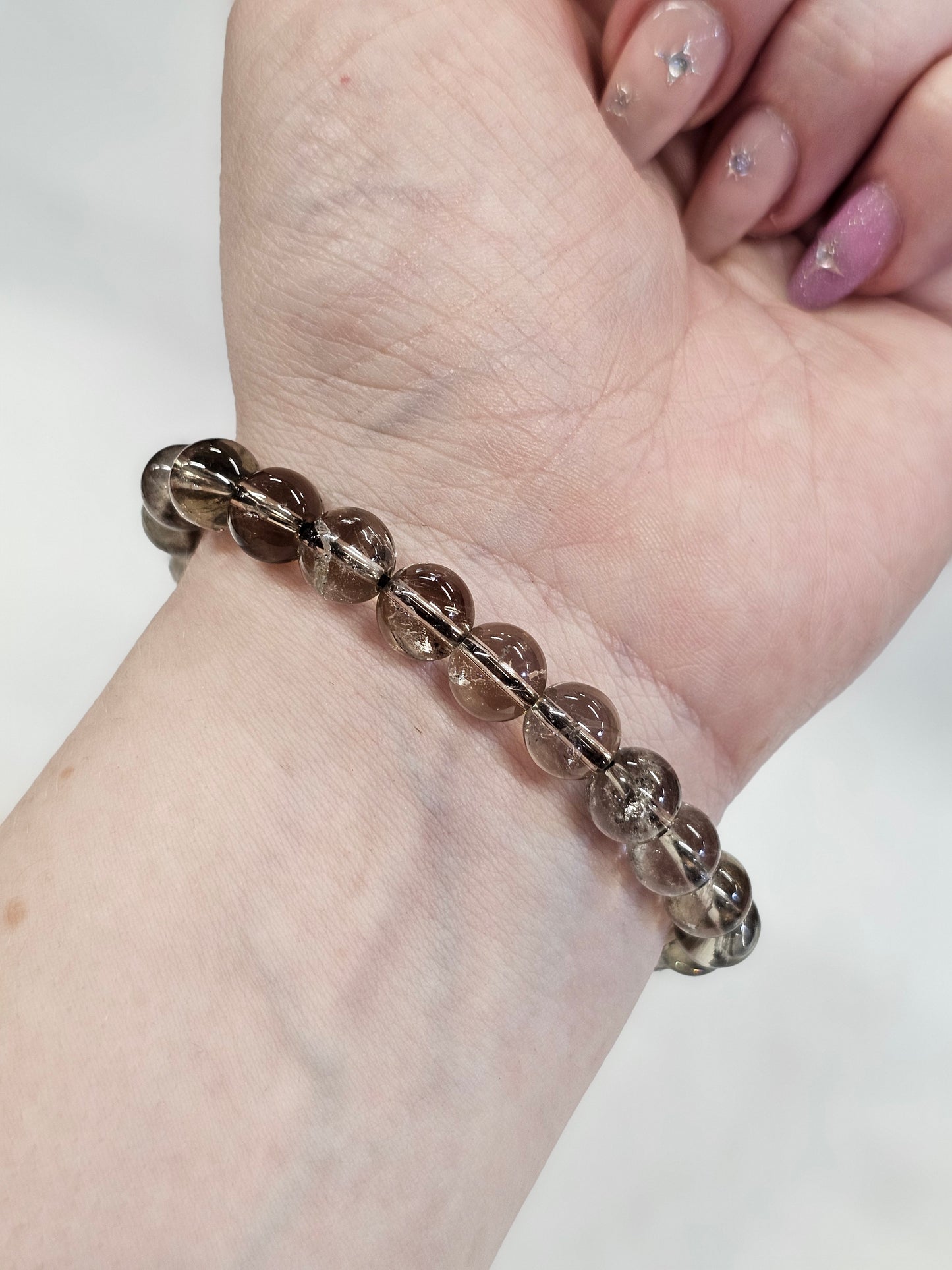 8mm Smoky Quartz Bead Bracelet