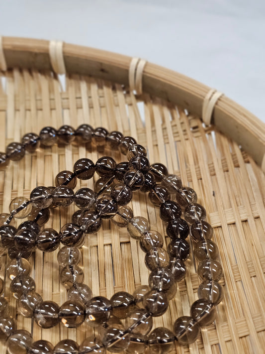 8mm Smoky Quartz Bead Bracelet