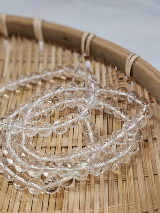 8mm Clear Quartz Bead Bracelet