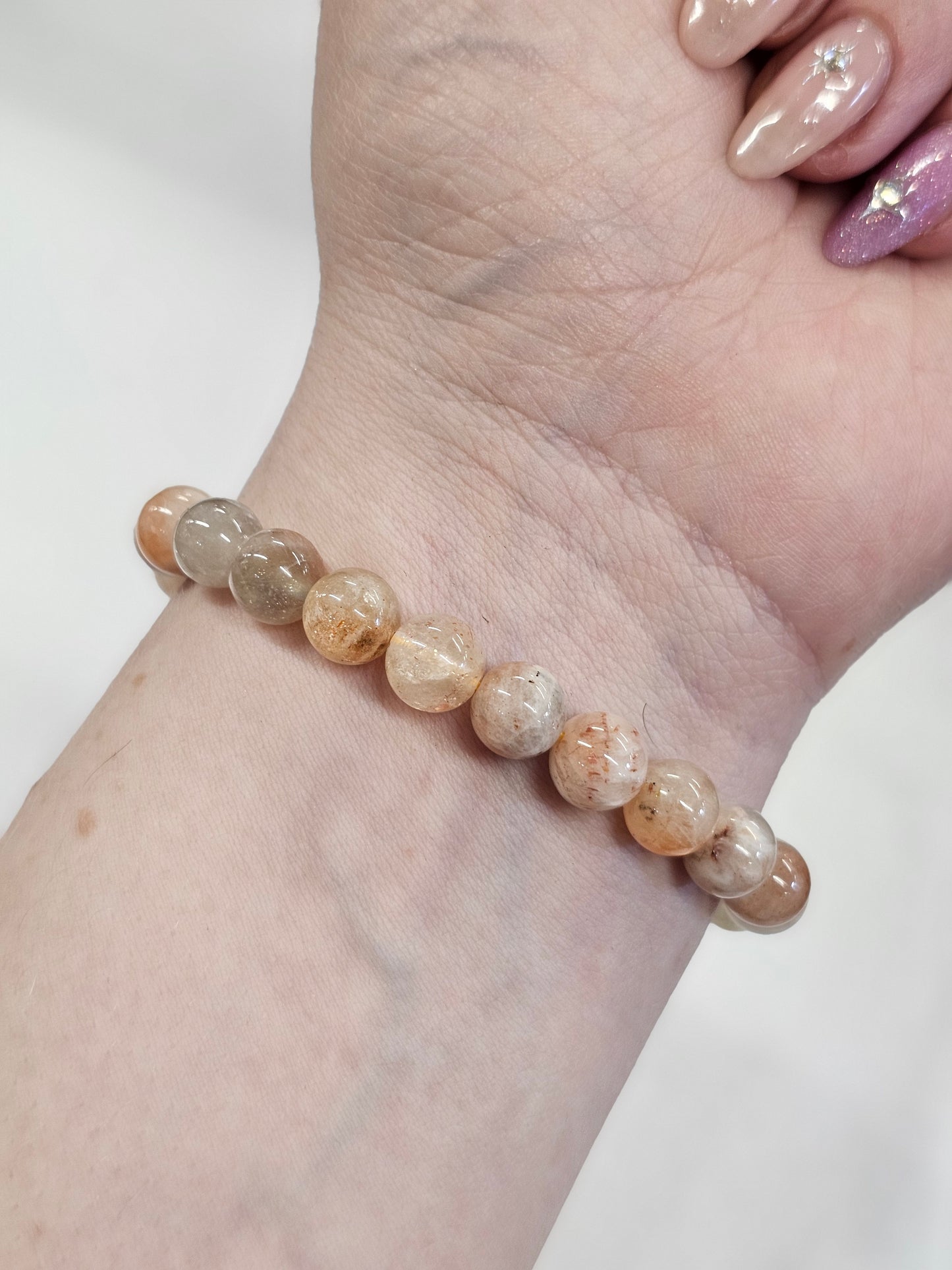 8mm Sunstone Bead Bracelet