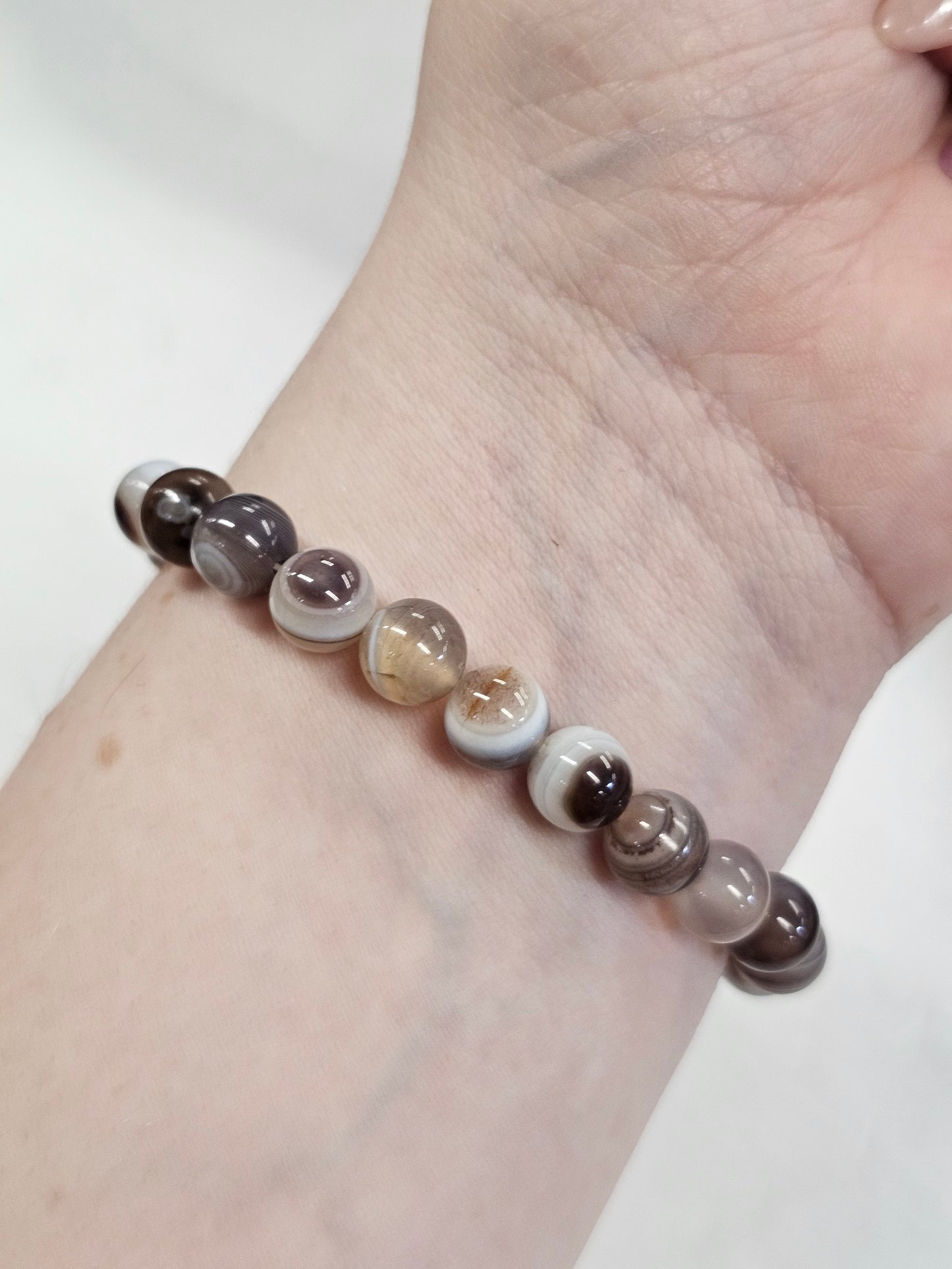 8mm Agate Bead Bracelet