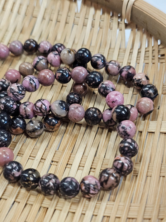 8mm Rhodonite Bead Bracelet