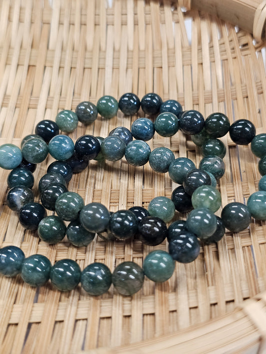 8mm Moss Agate Bead Bracelet