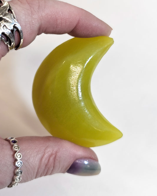 Yellow Jade Moon Carving