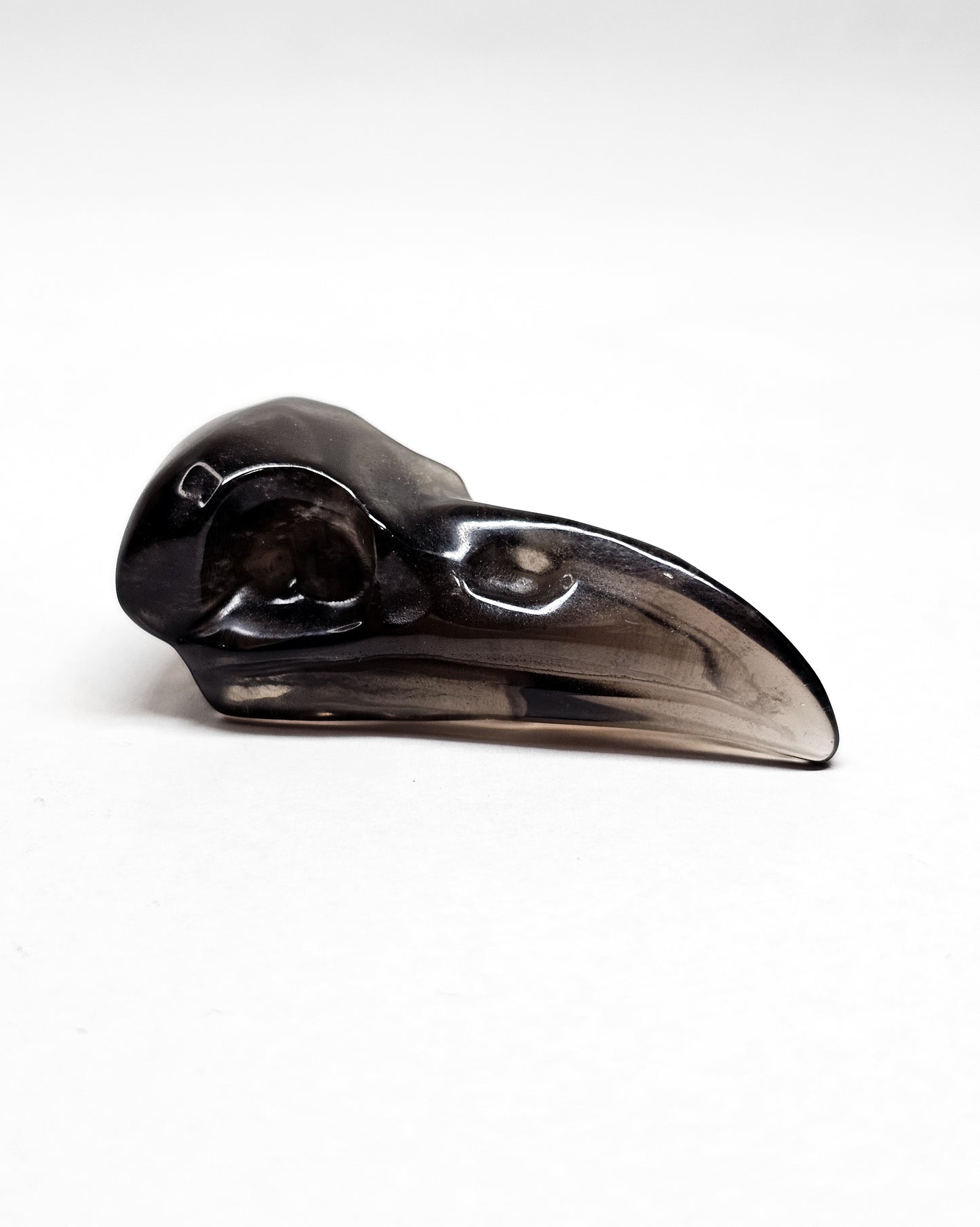 Smoky Quartz Raven Skull