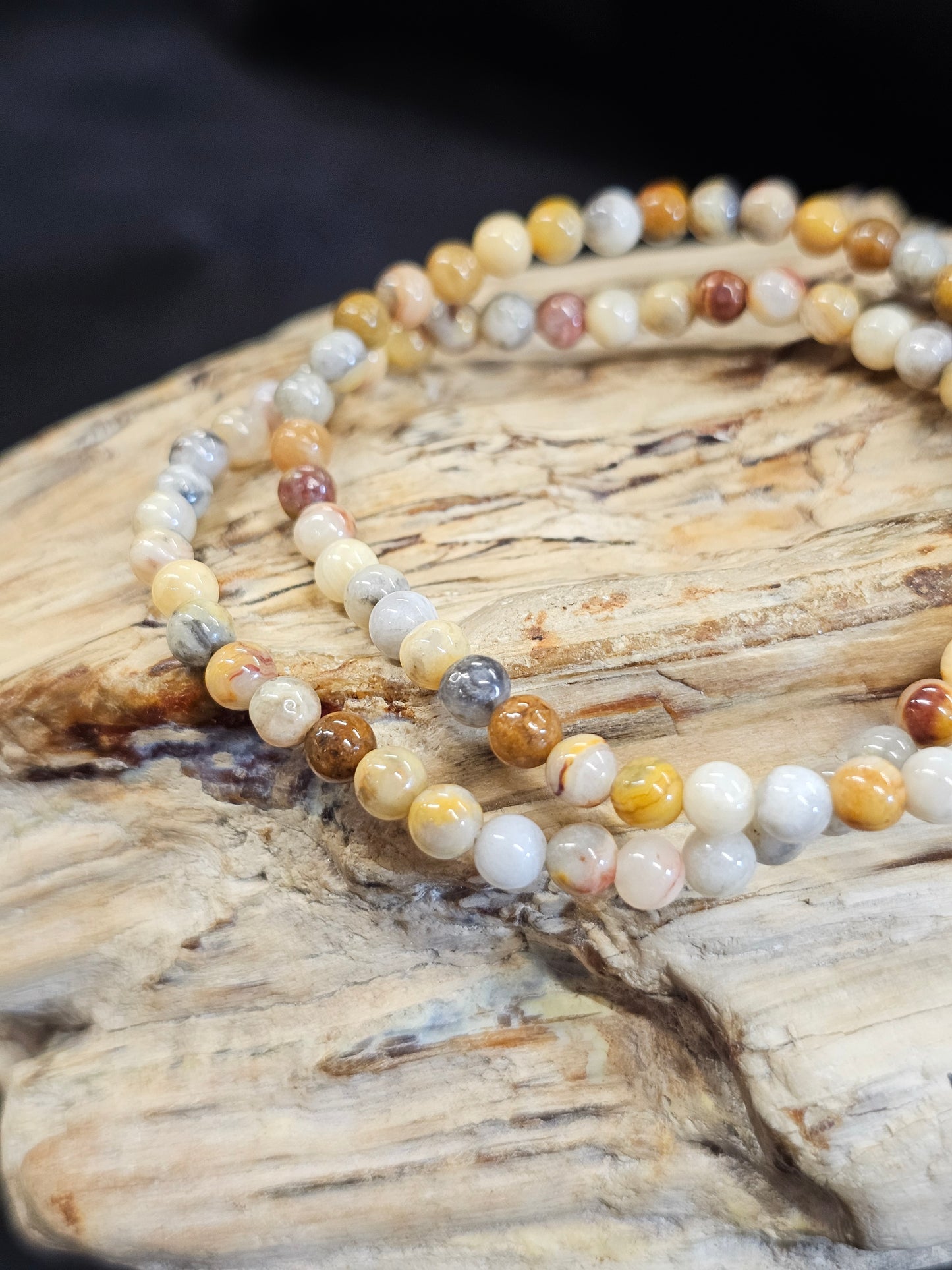 4mm Crazy Lace Agate Bead Bracelet