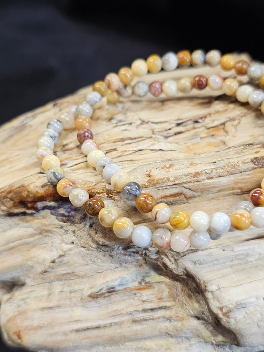4mm Crazy Lace Agate Bead Bracelet