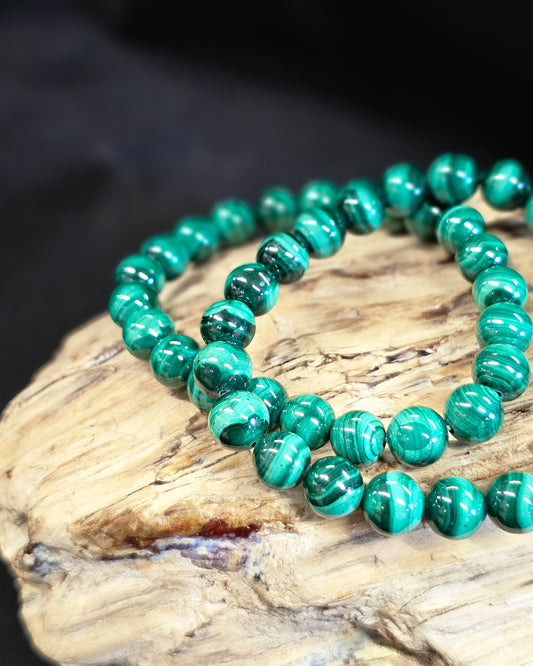 8mm Malachite Bead Bracelet