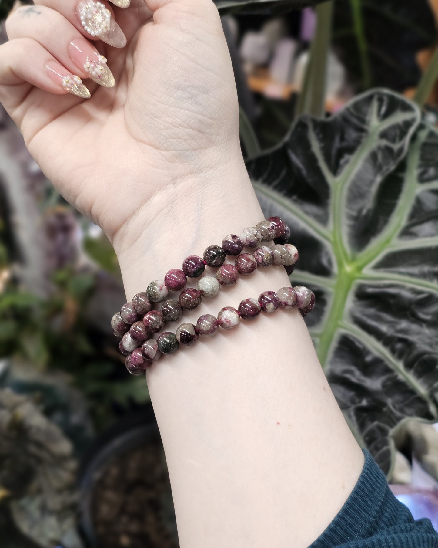 8mm Pink Tourmaline Bead Bracelet