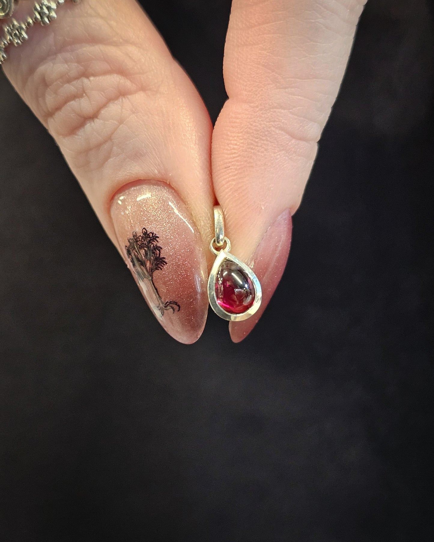 Tiny Garnet Teardrop Pendant
