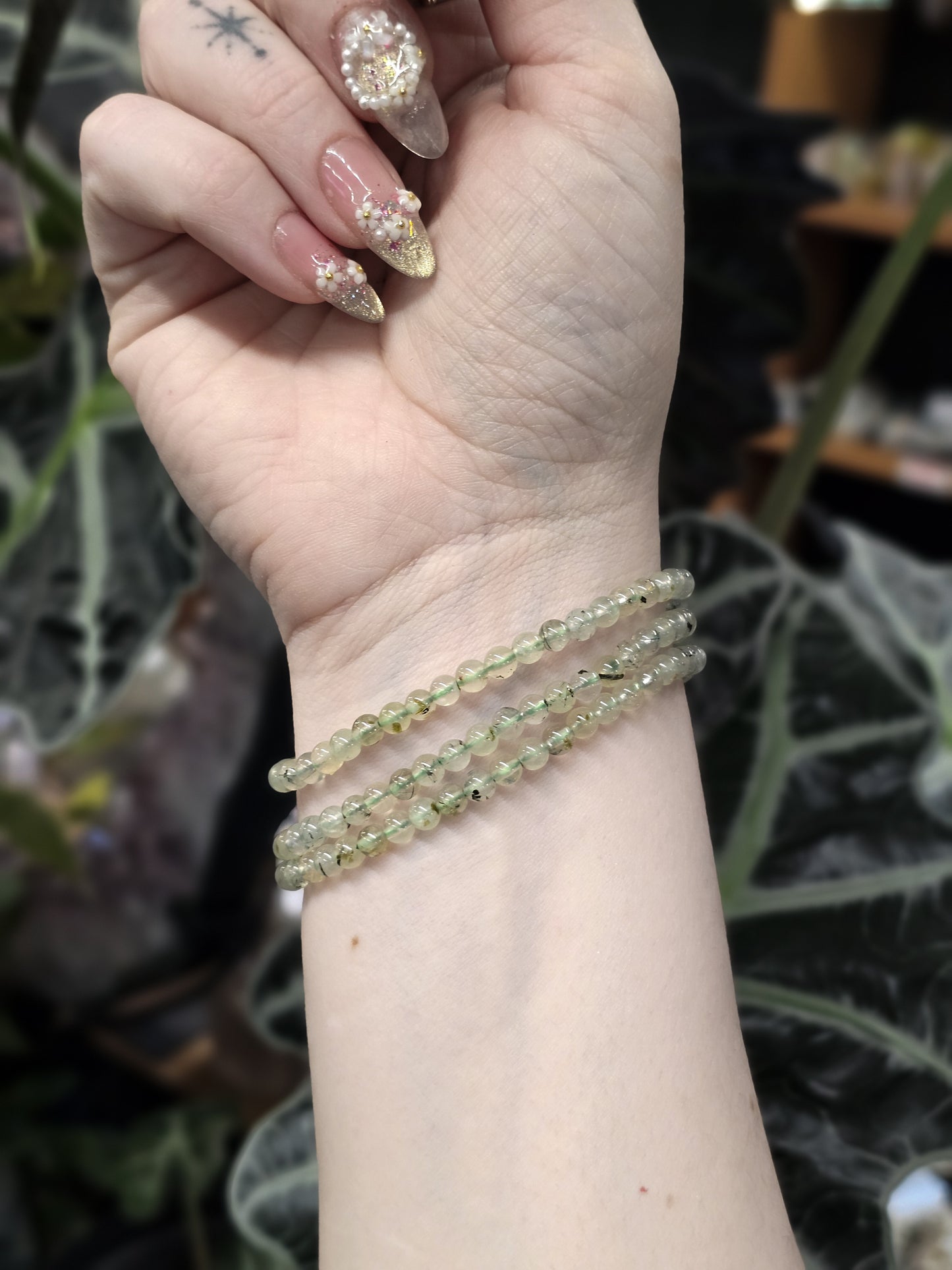 4mm Prehnite Bead Bracelet