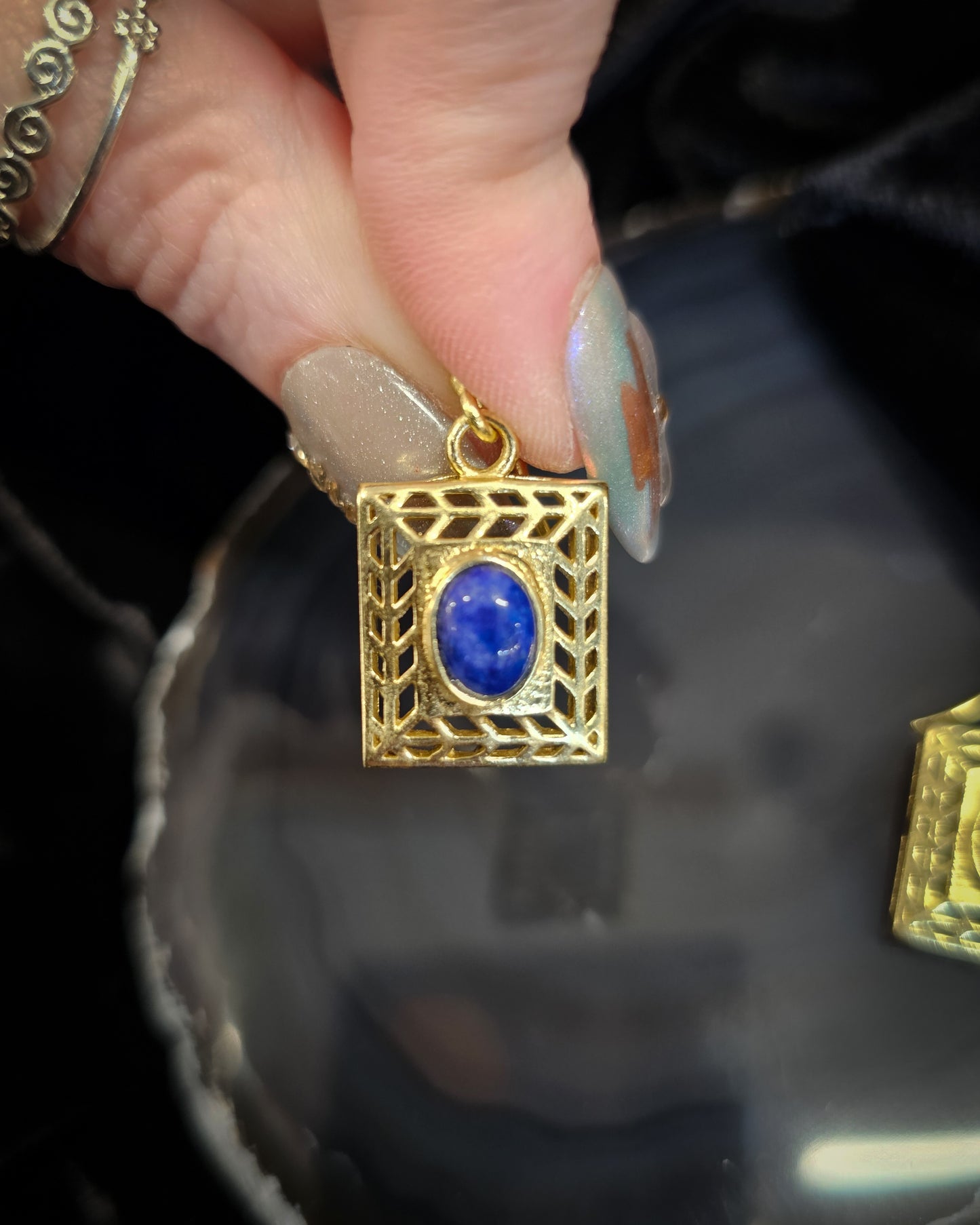 Gold Plated Lapis Lazuli Earrings