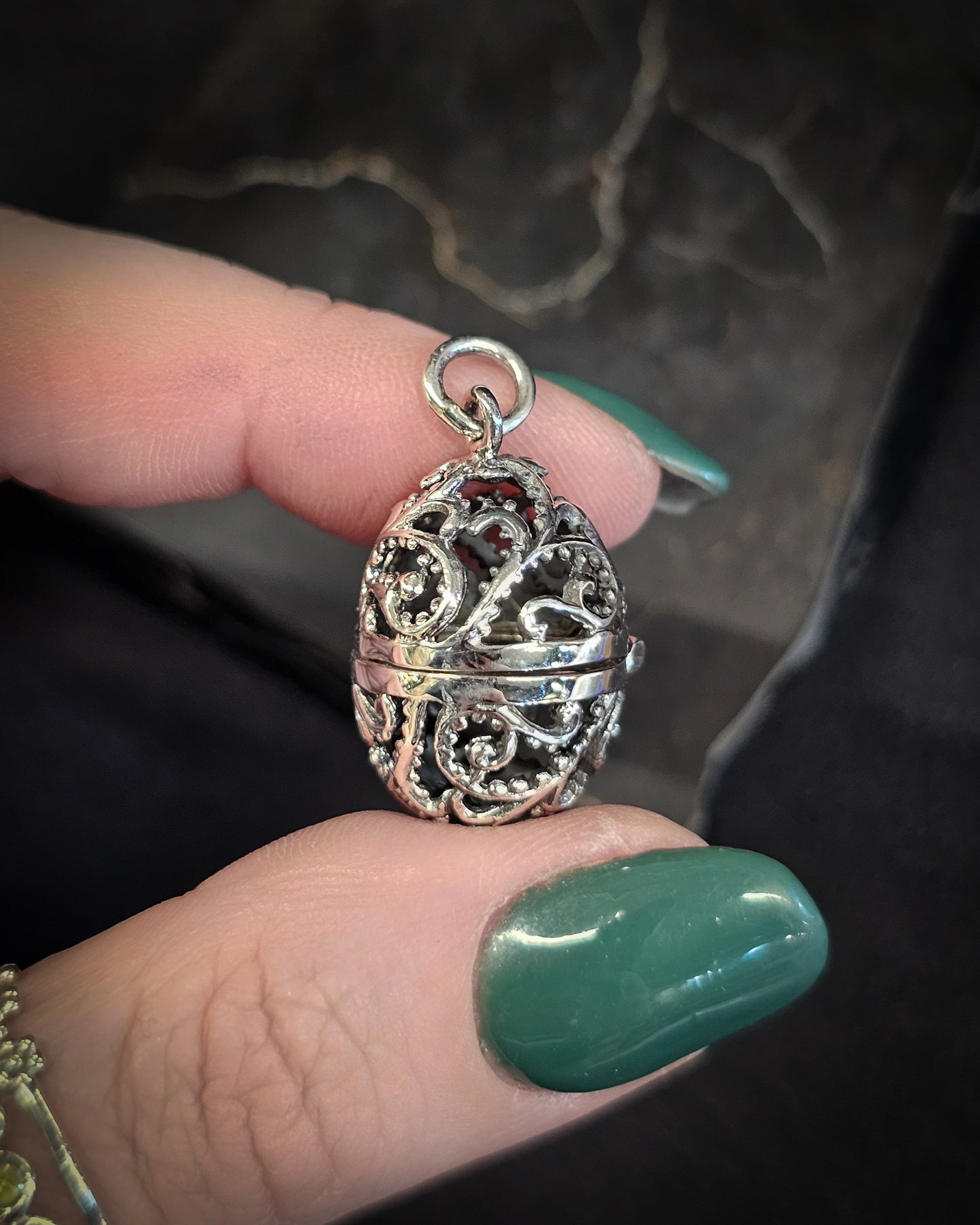 Sterling Silver Filigree Egg Locket #2