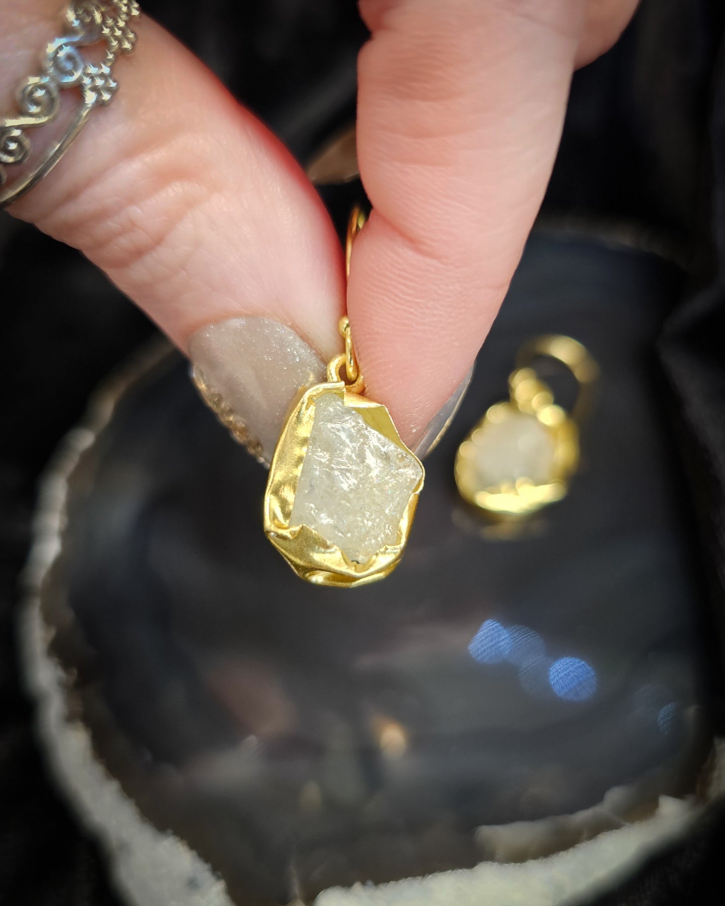 Raw Clear Quartz Earring - Single Drop