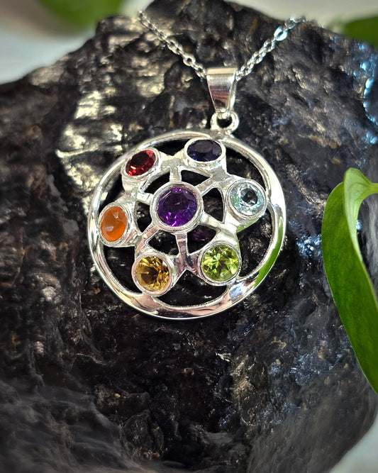 7 Chakras Pendant, Circular Design
