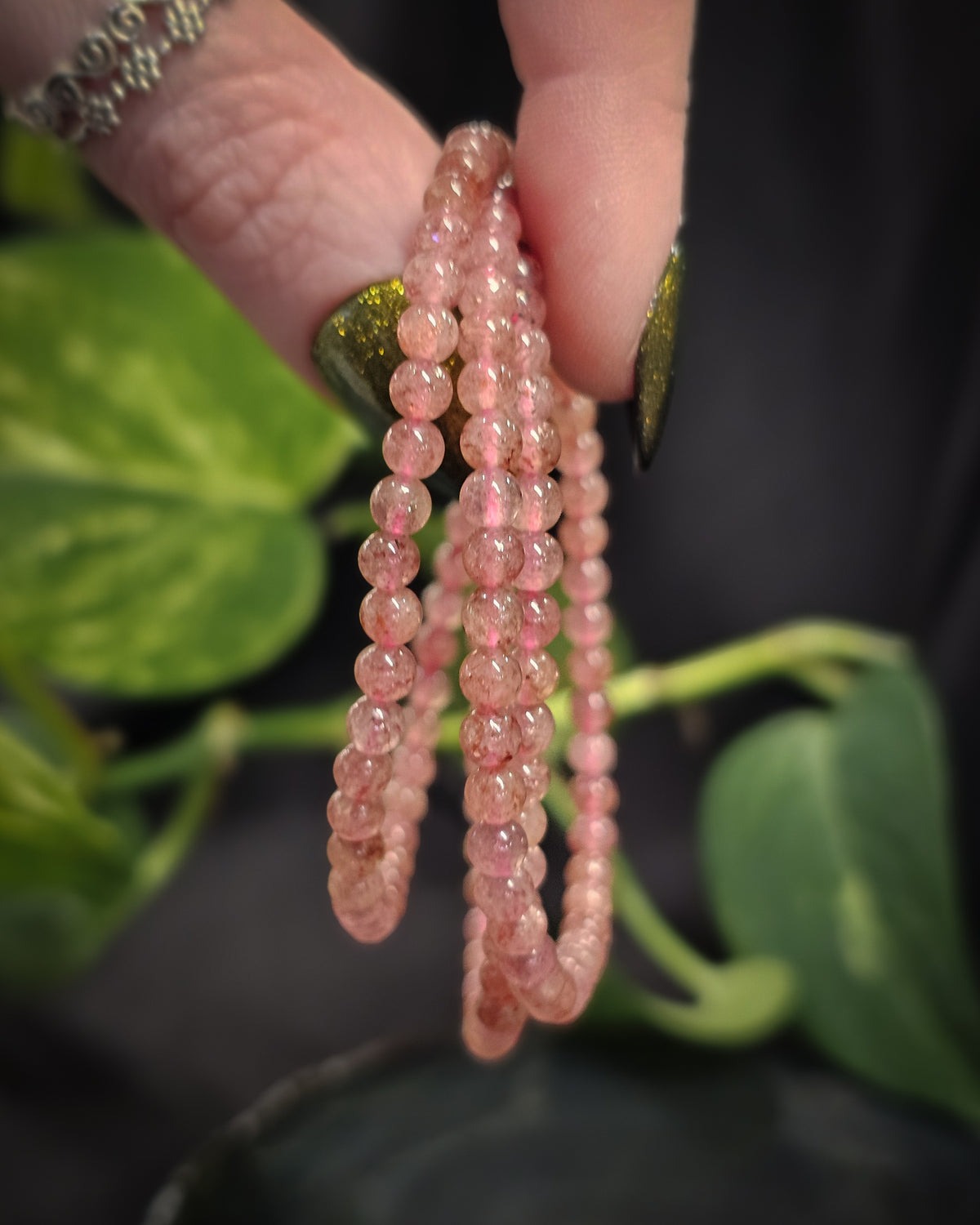 4mm Strawberry Quartz Bead Bracelet