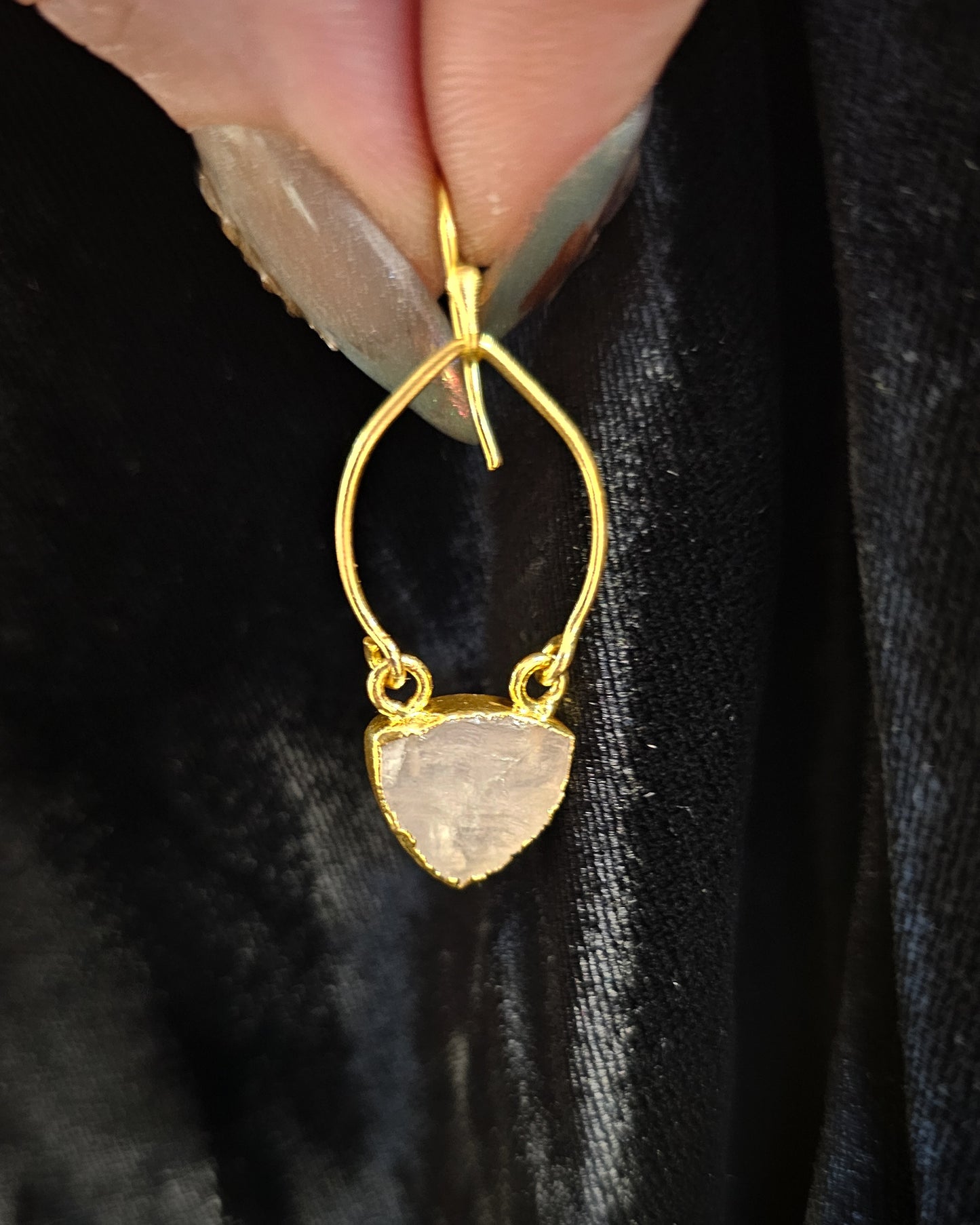 Raw Rose Quartz Drop Earrings