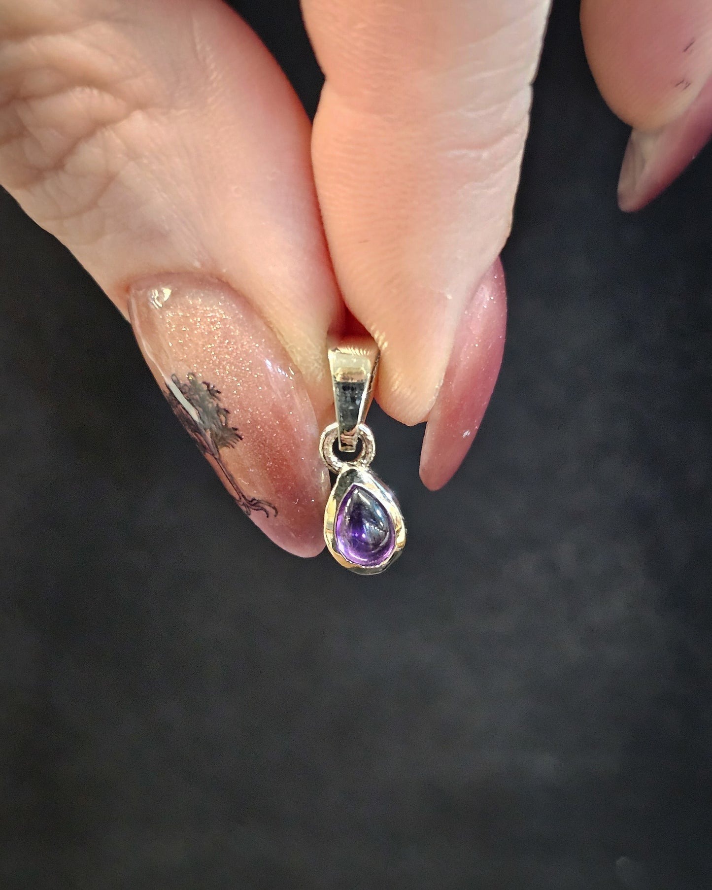 Tiny Amethyst Teardrop Pendant