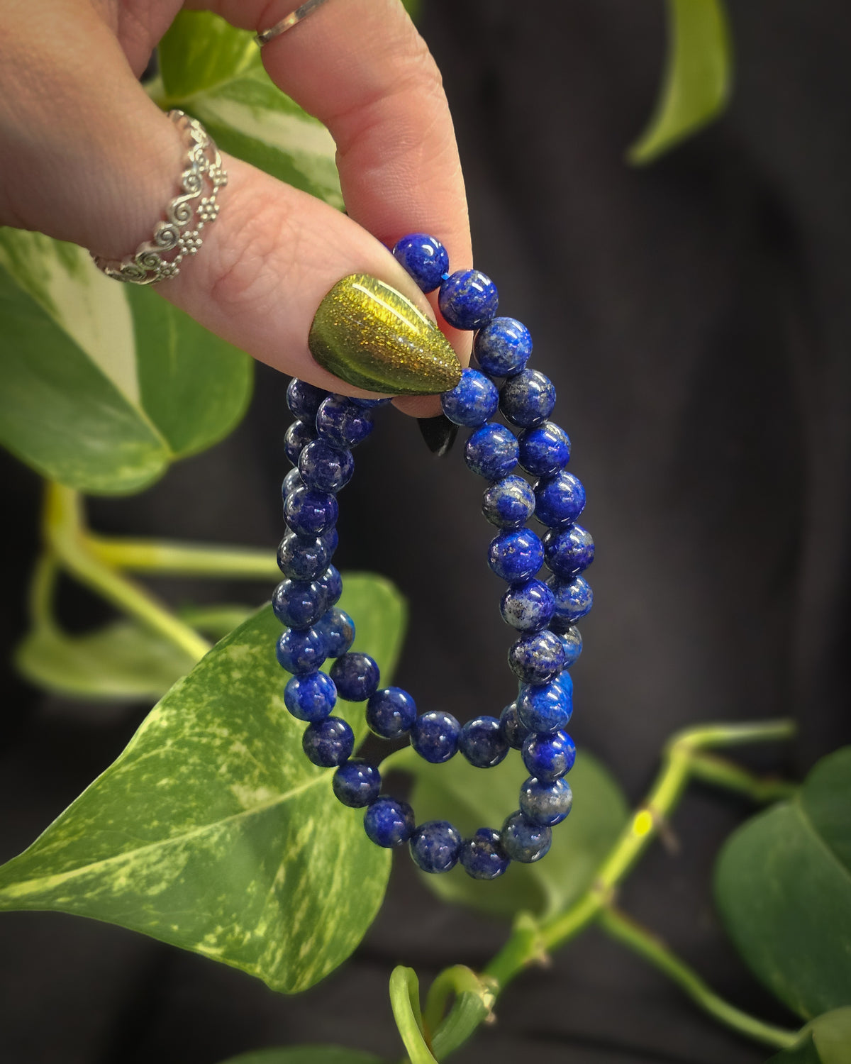 8mm Lapis Lazuli Bead Bracelet
