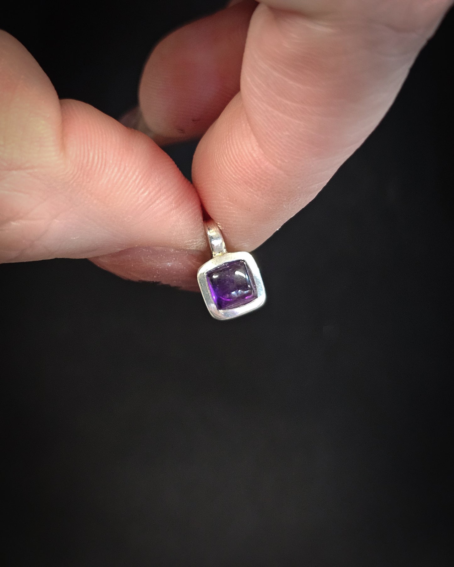 Tiny Amethyst Square Pendant