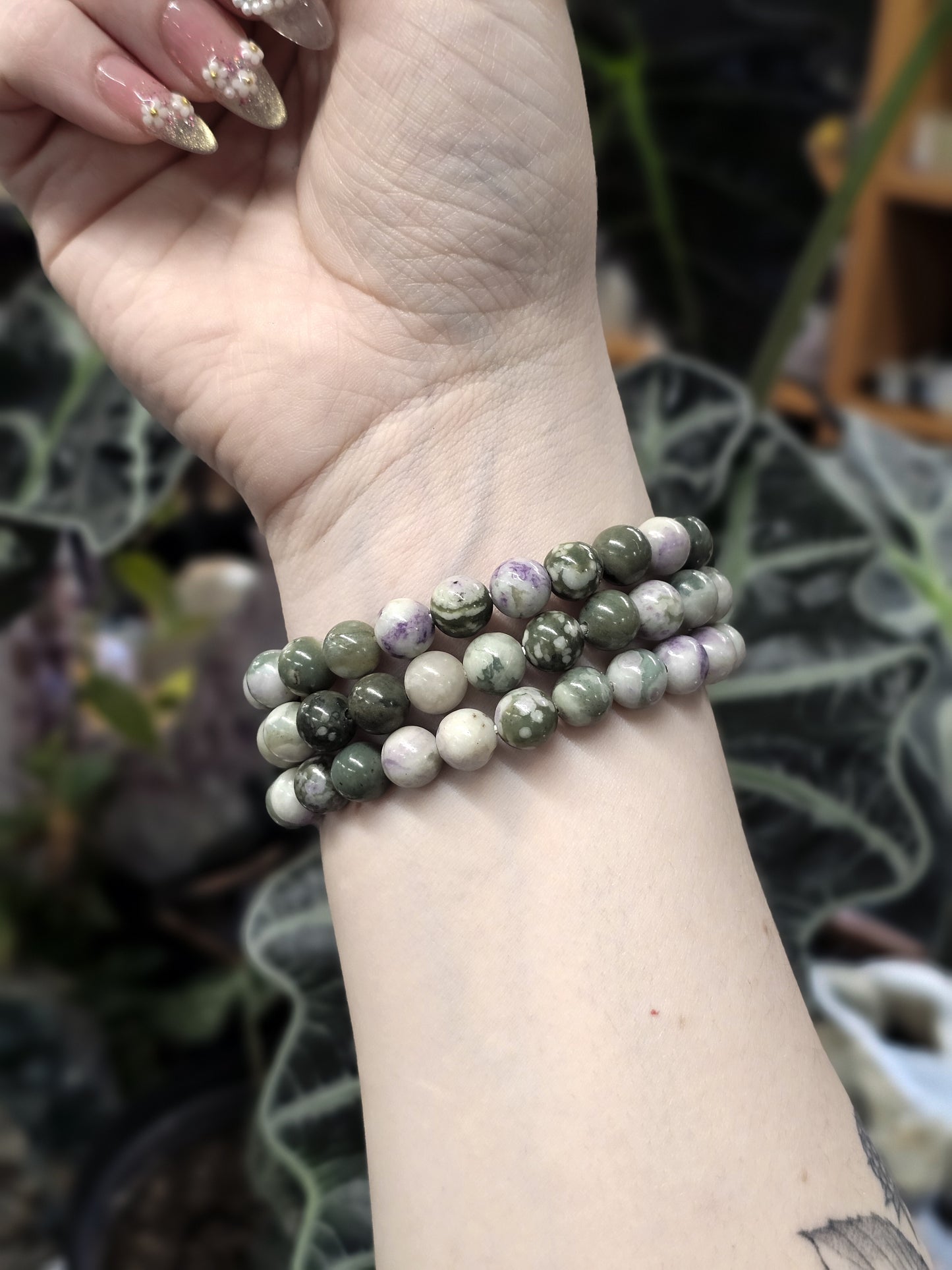 8mm Peace Jade Bead Bracelet