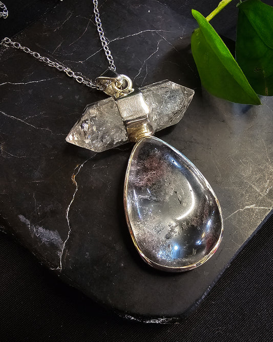 Garden Quartz & Herkimer Diamond Pendant