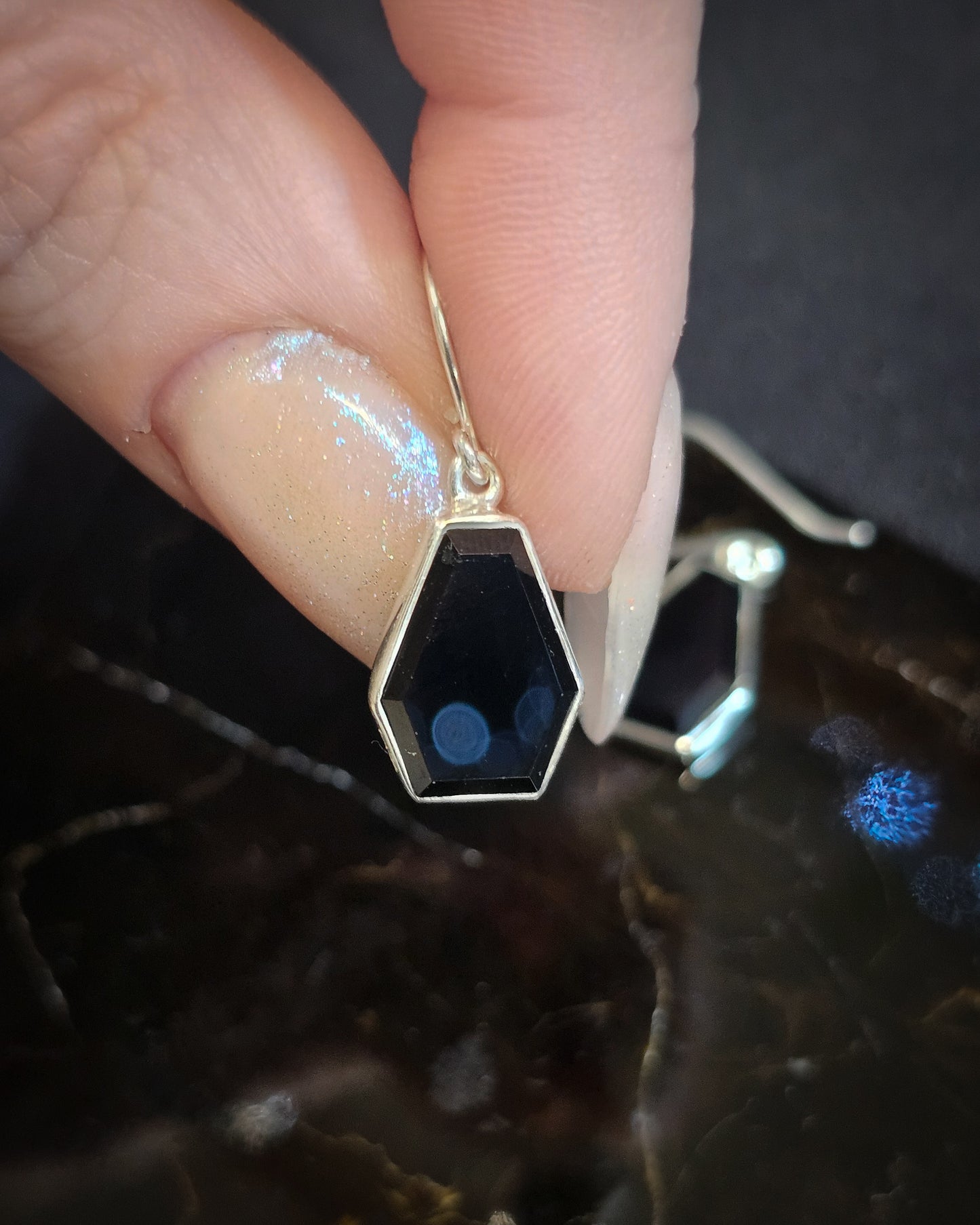 Onyx Coffin Earrings