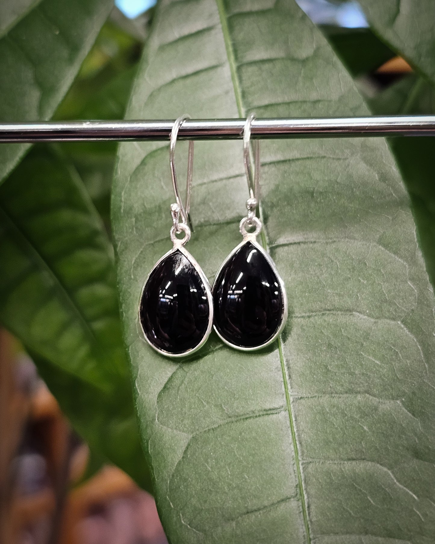 Black Obsidian Teardrop Earrings