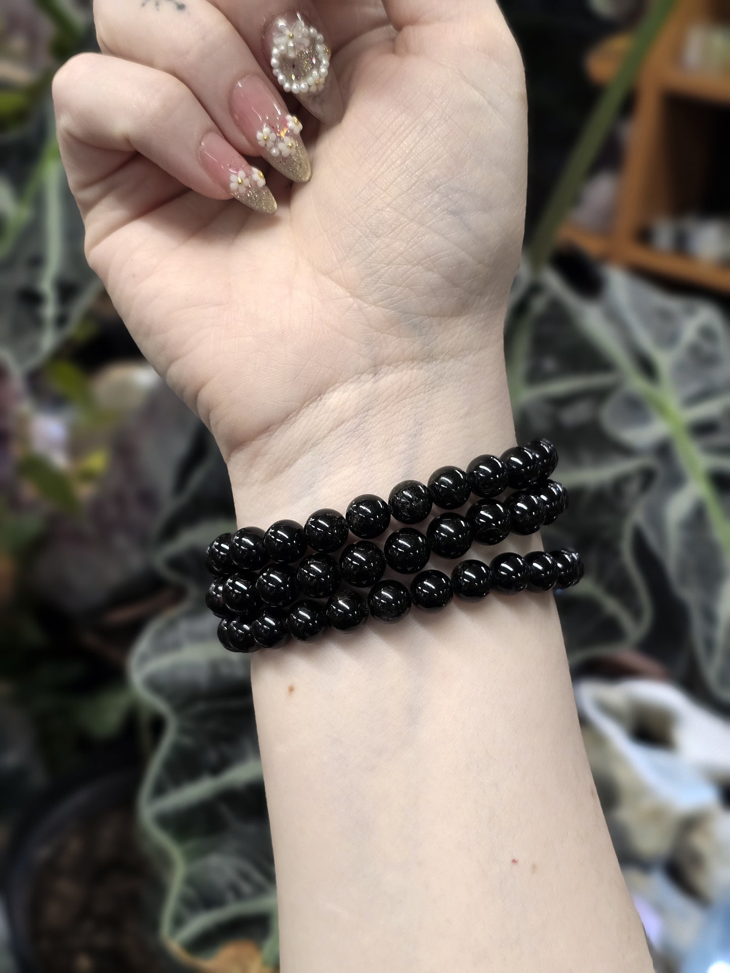 8mm Black Tourmaline Bead Bracelet