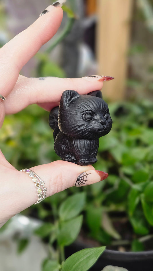 Black Onyx Cat Carving #2