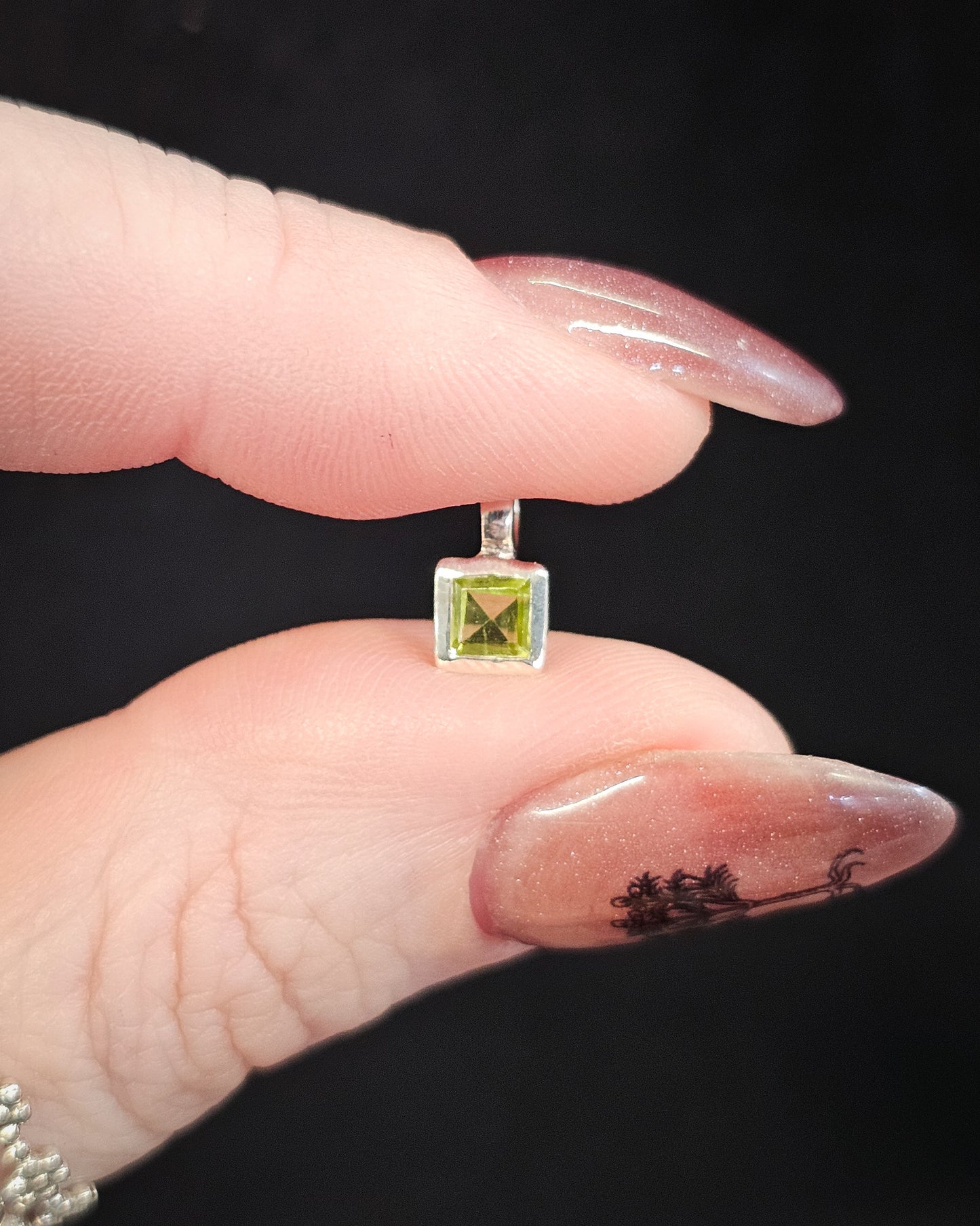 Tiny Peridot Square Pendant