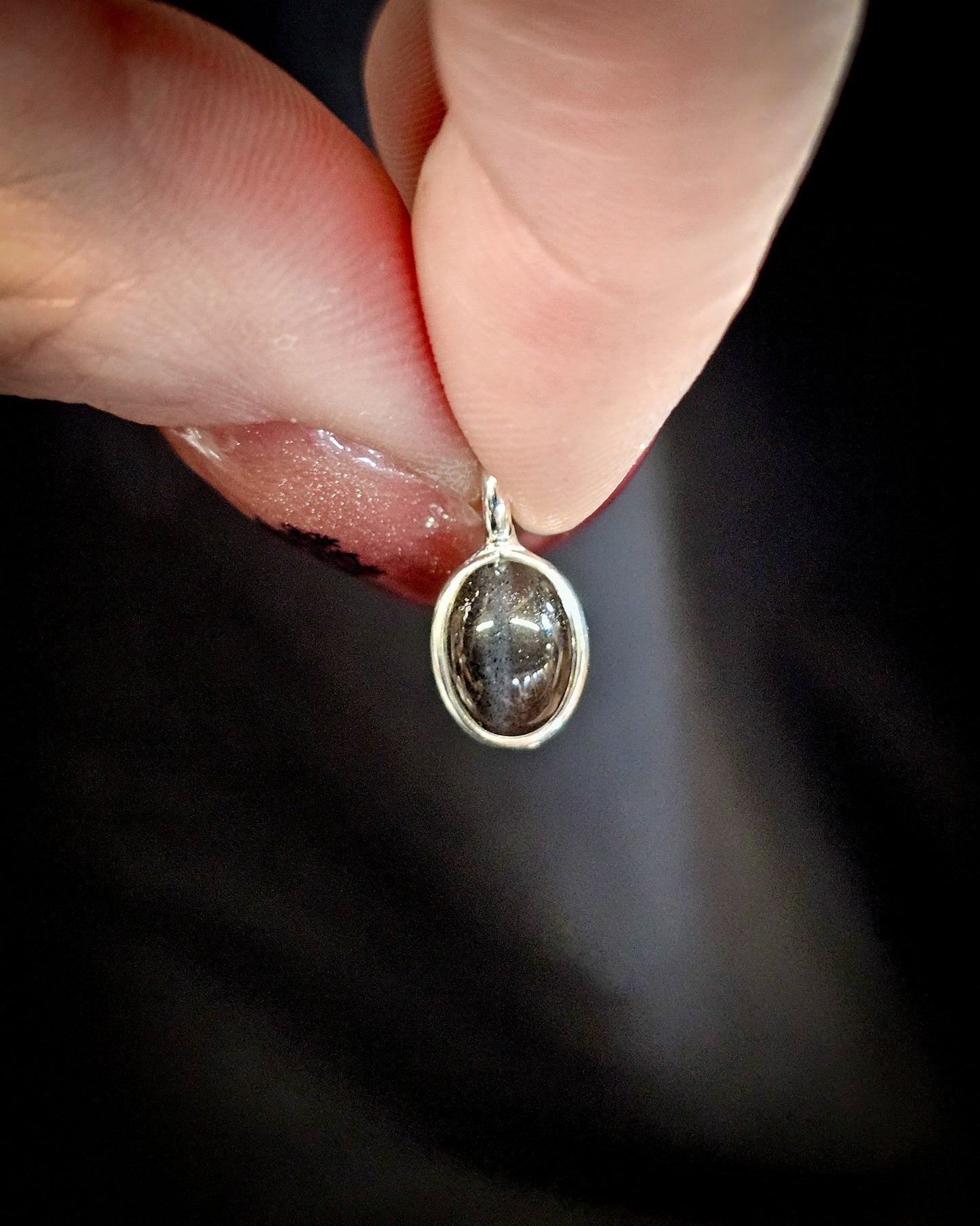 Small Black Cat’s Eye Oval Pendant
