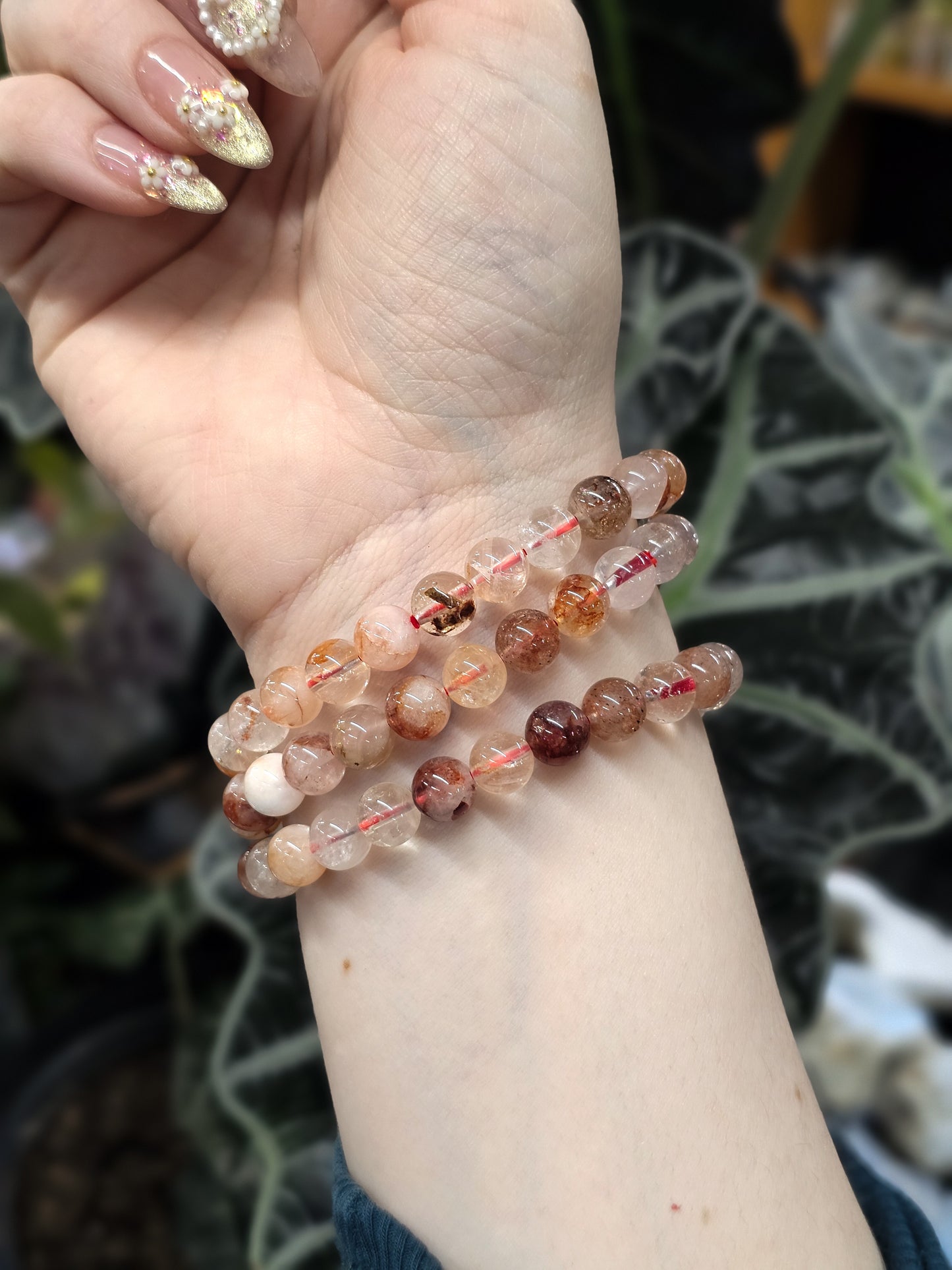 8mm Fire Quartz Bead Bracelet