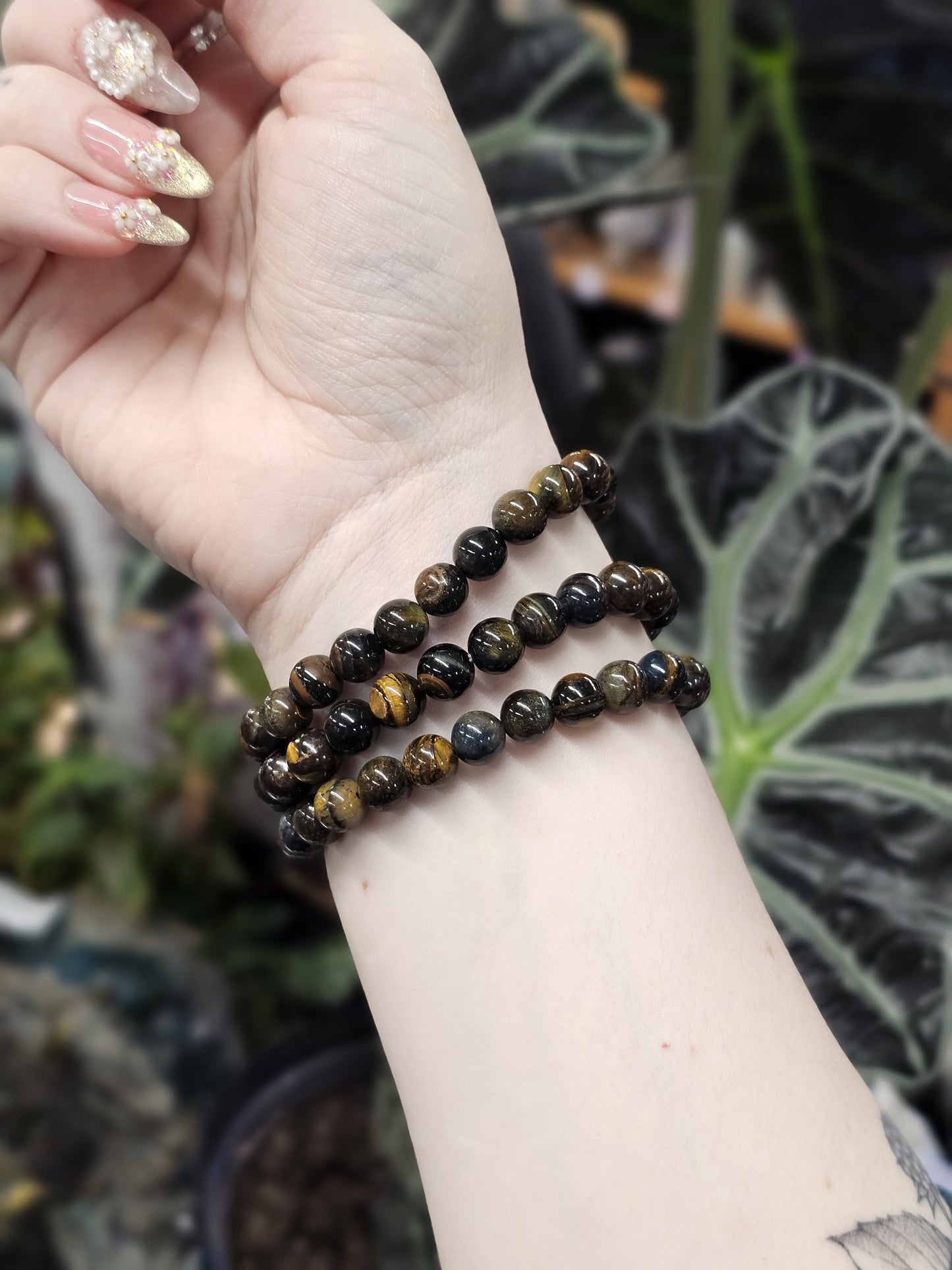 8mm Dark Tiger’s Eye Bead Bracelet