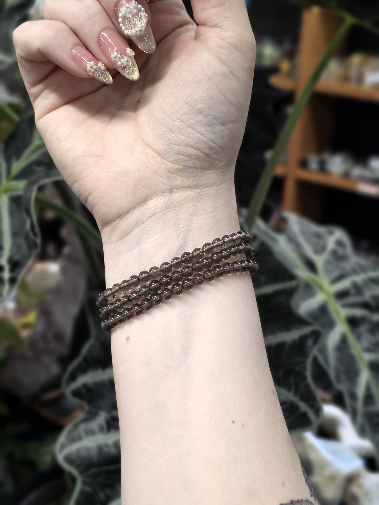 4mm Smoky Quartz Bead Bracelet