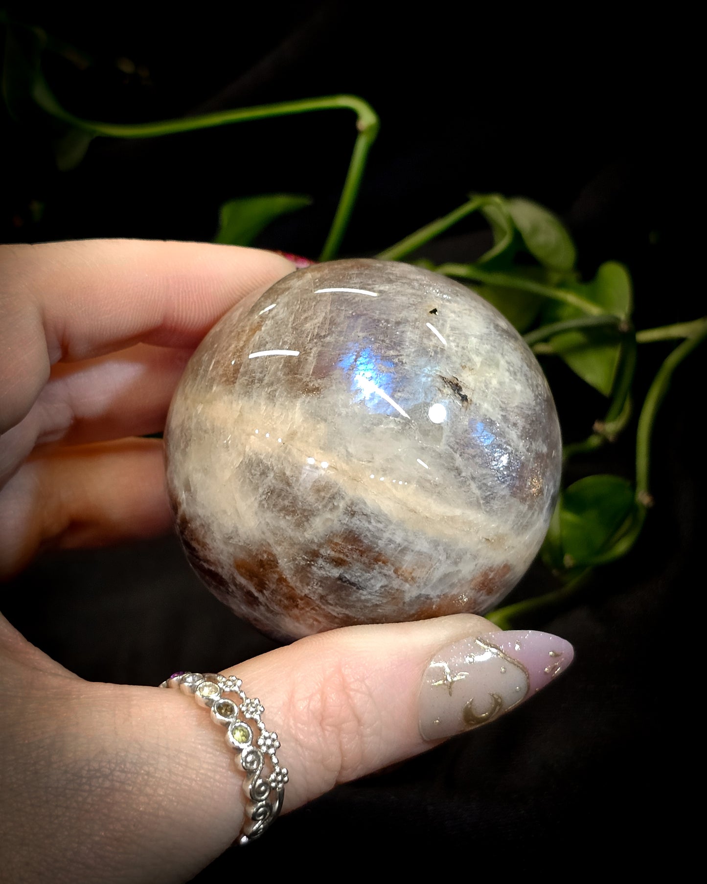 Belomorite Moonstone Sphere with Sunstone