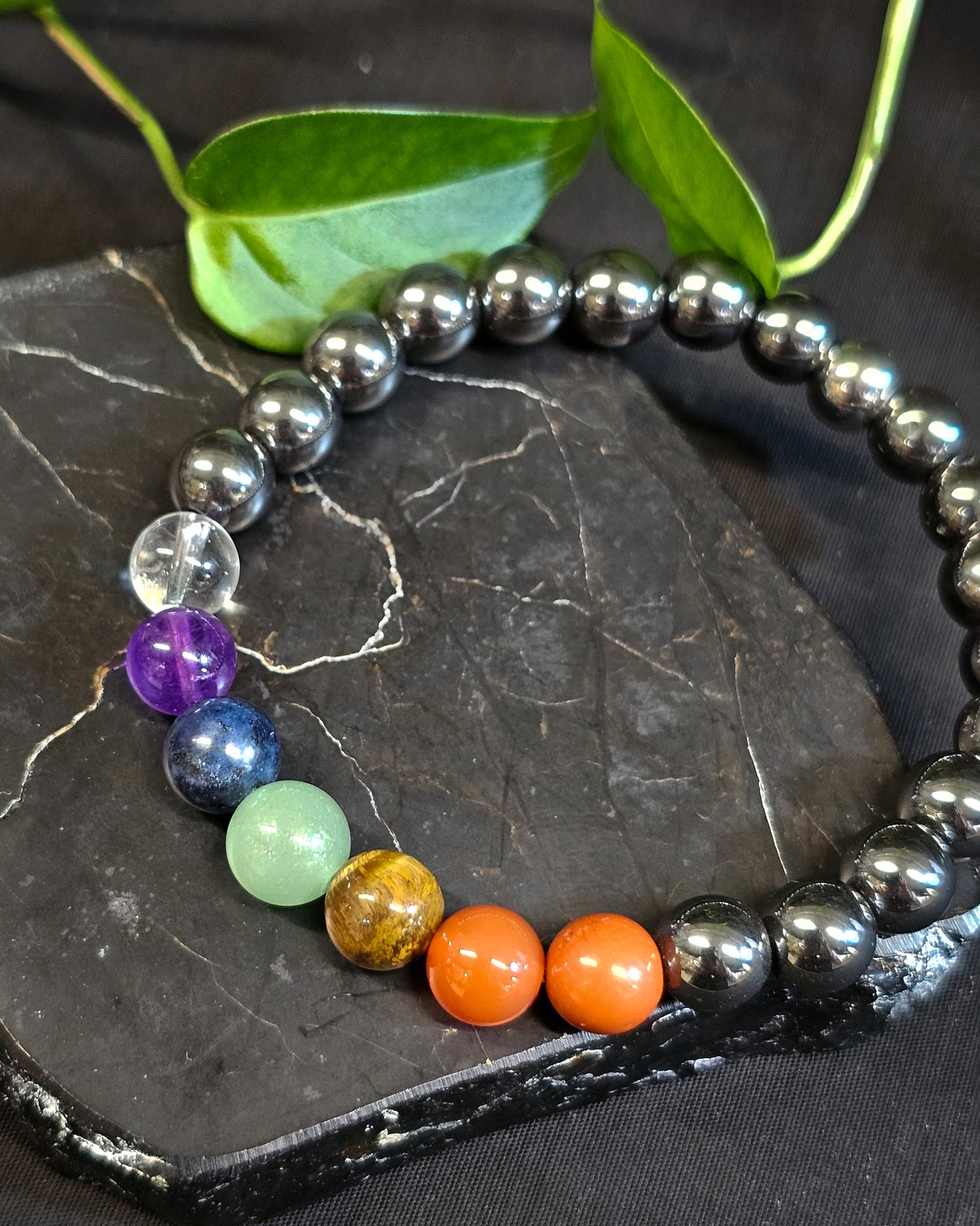8mm Hematite 7 Chakra Bead Bracelet