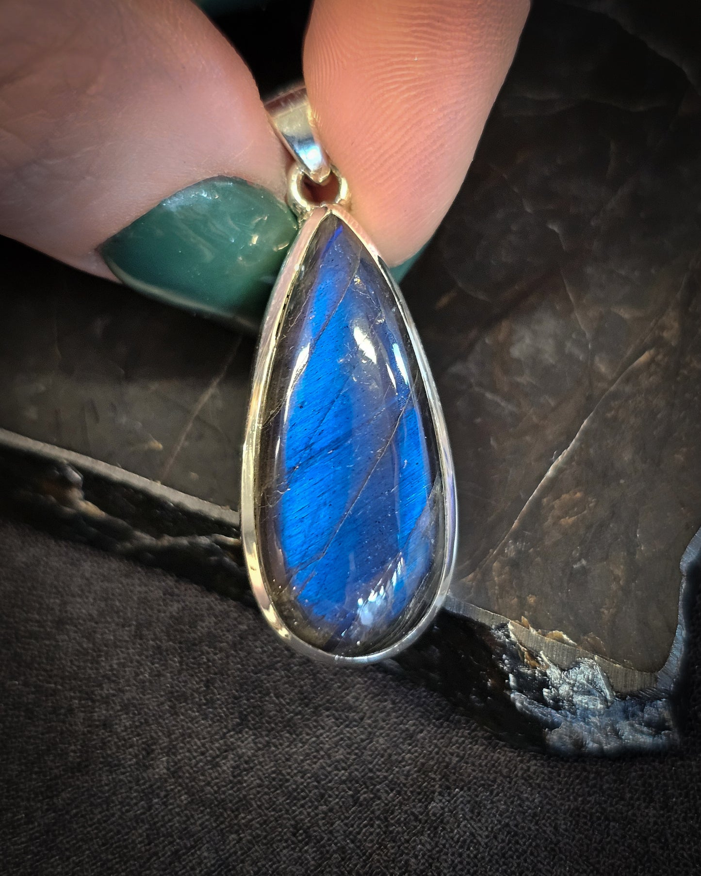 Elongated Labradorite Teardrop Pendant
