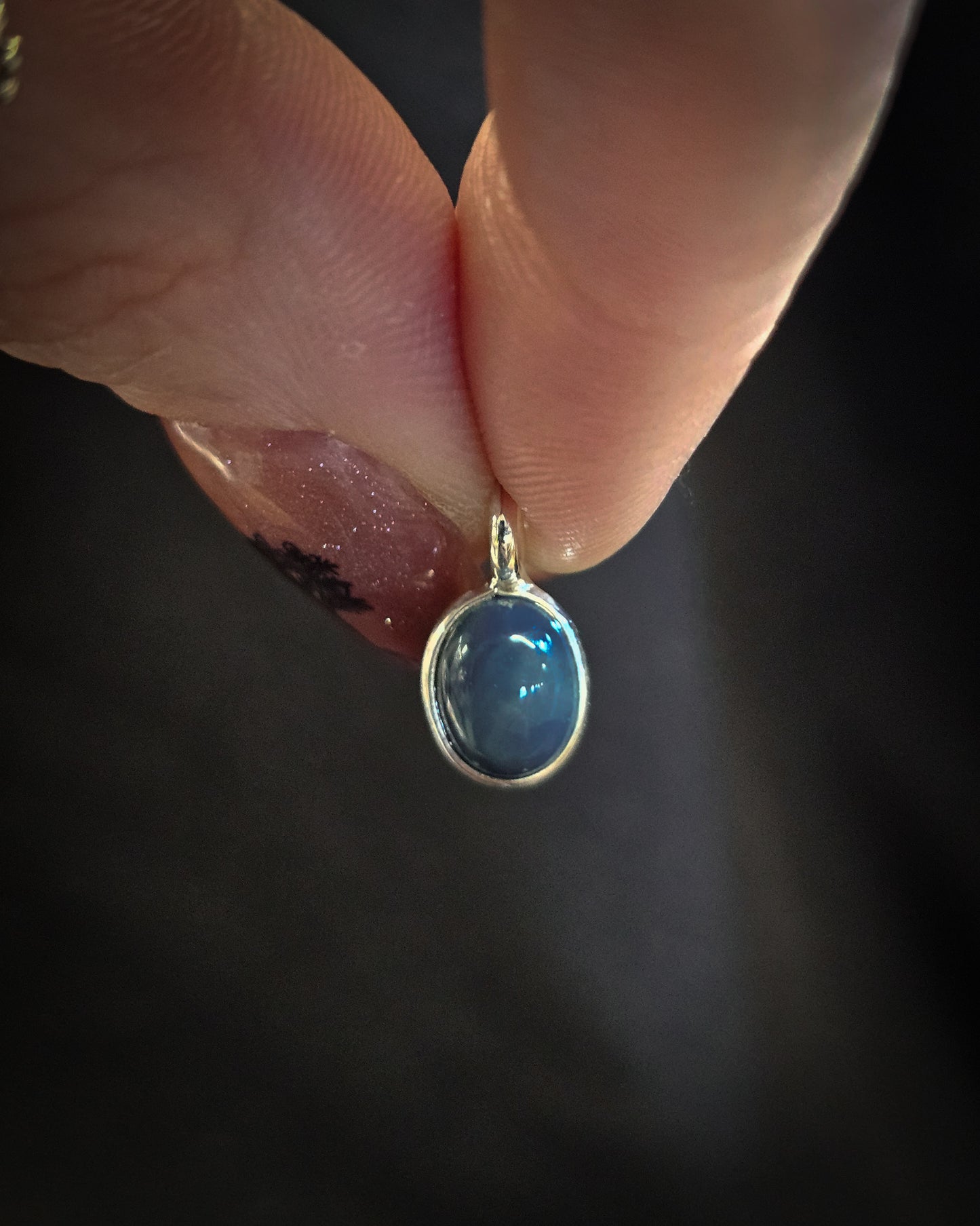 Small Oval Blue Opal Pendant