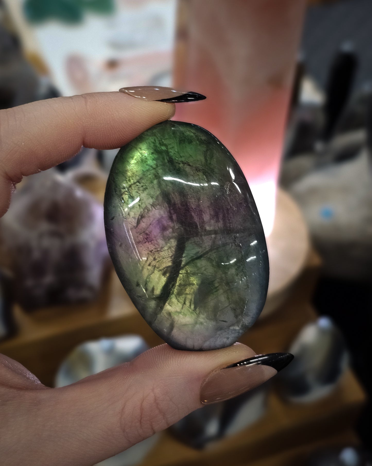 Rainbow Fluorite Palm Stone #1