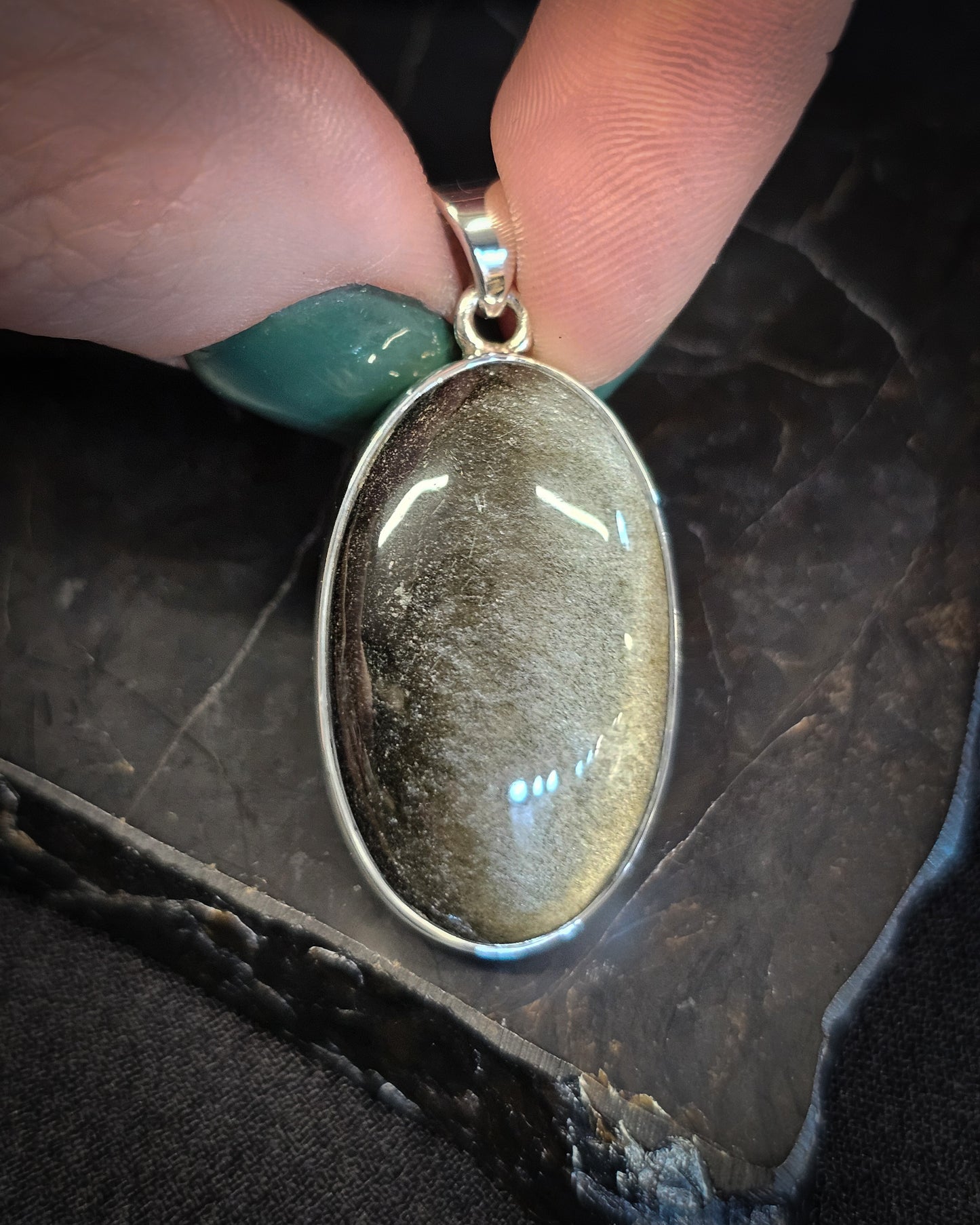 Gold Sheen Obsidian Pendant