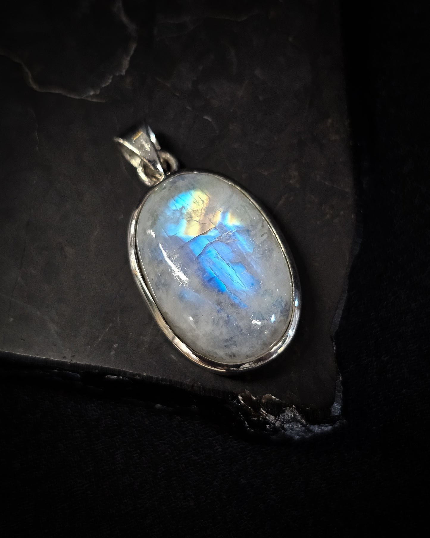 Rainbow Moonstone Oval Pendant #2