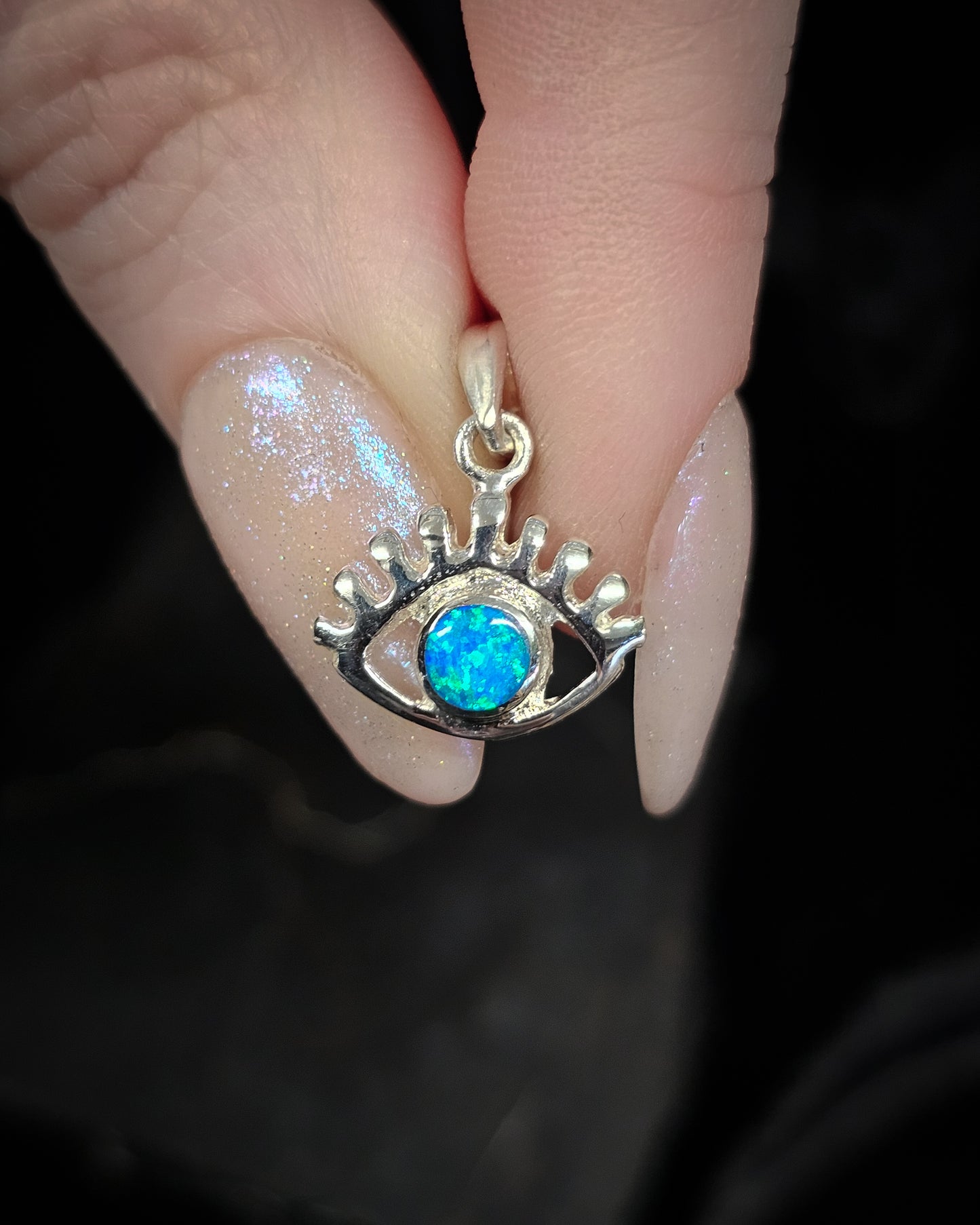 Blue Lab Opal Eye Pendant