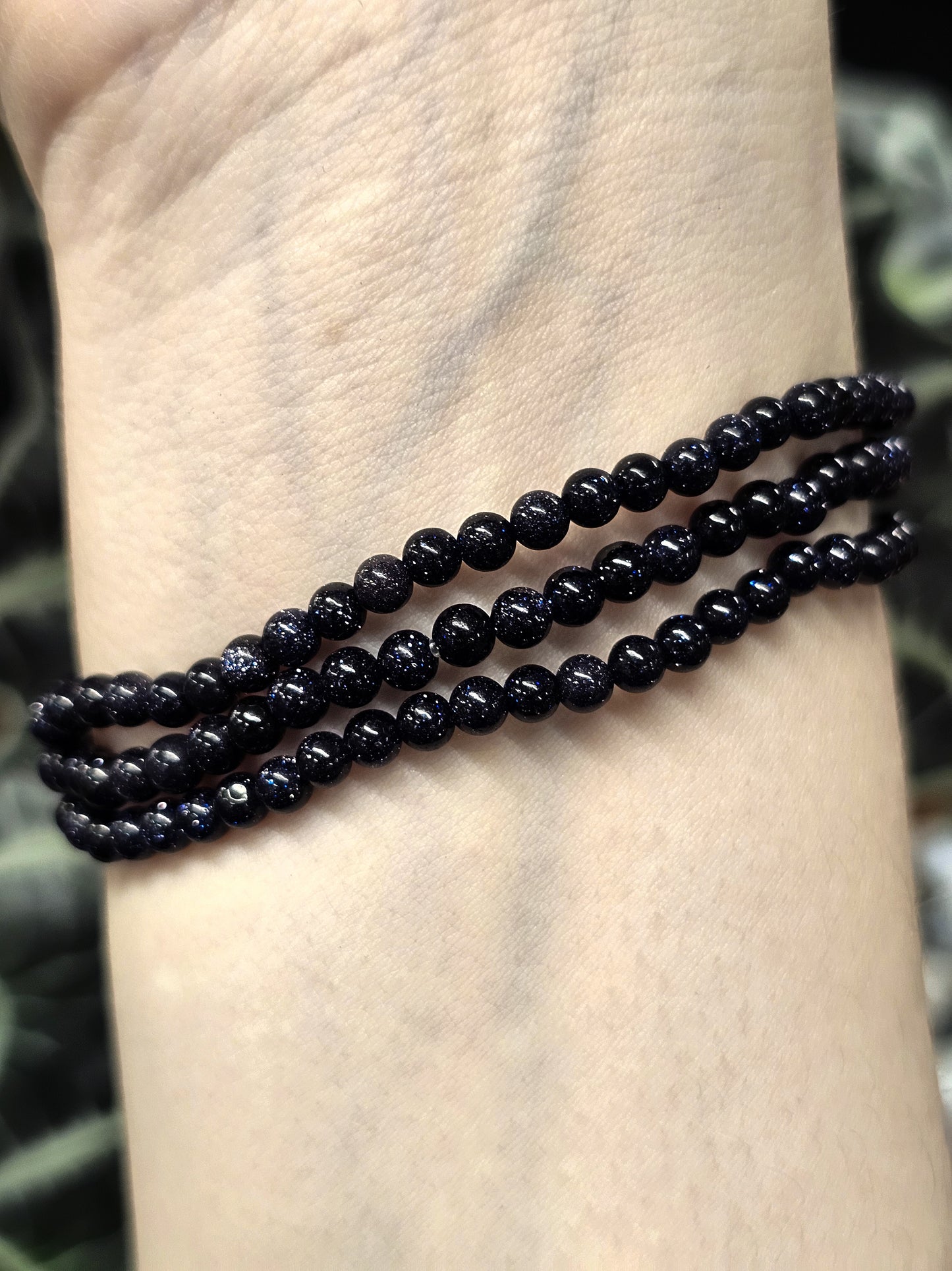 4mm Blue Goldstone Bead Bracelet