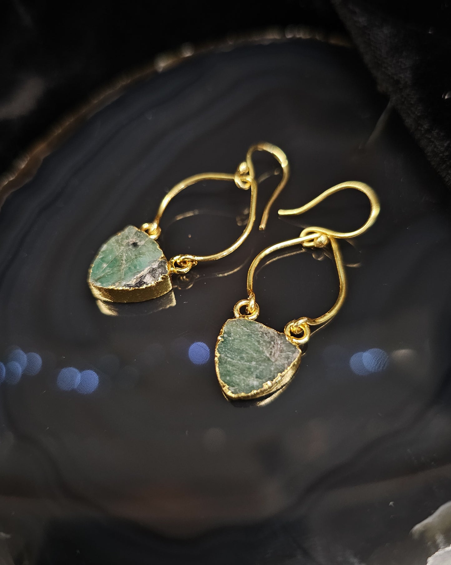 Raw Emerald Drop Earrings