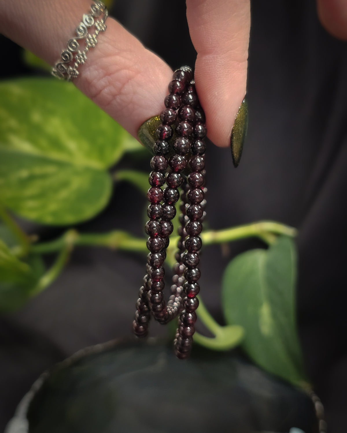 4mm Garnet Bead Bracelet