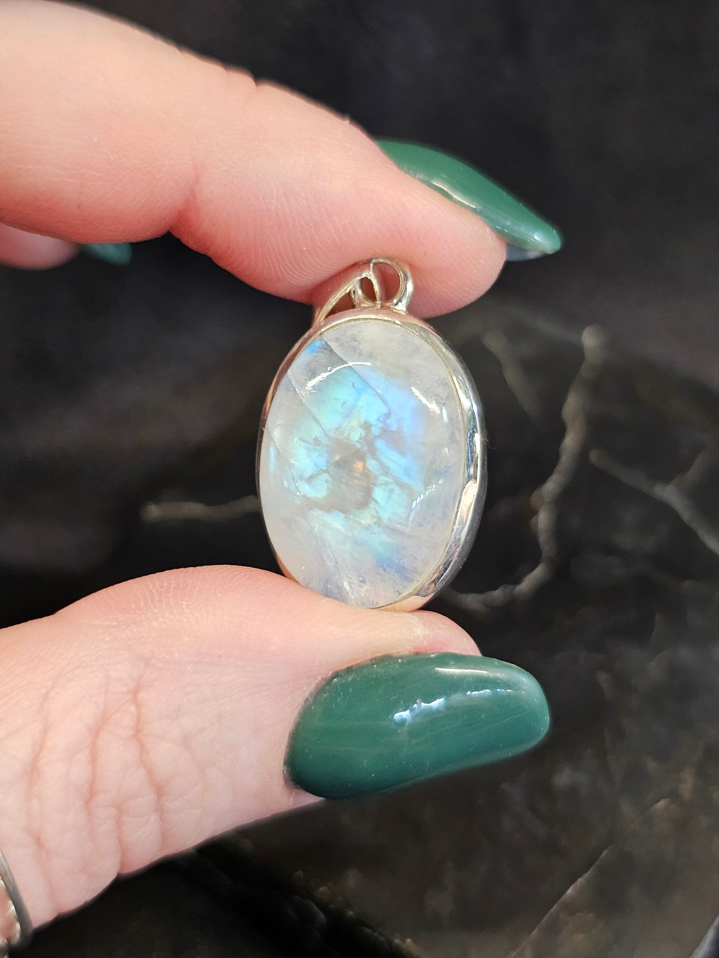 Oval Rainbow Moonstone Pendant #1
