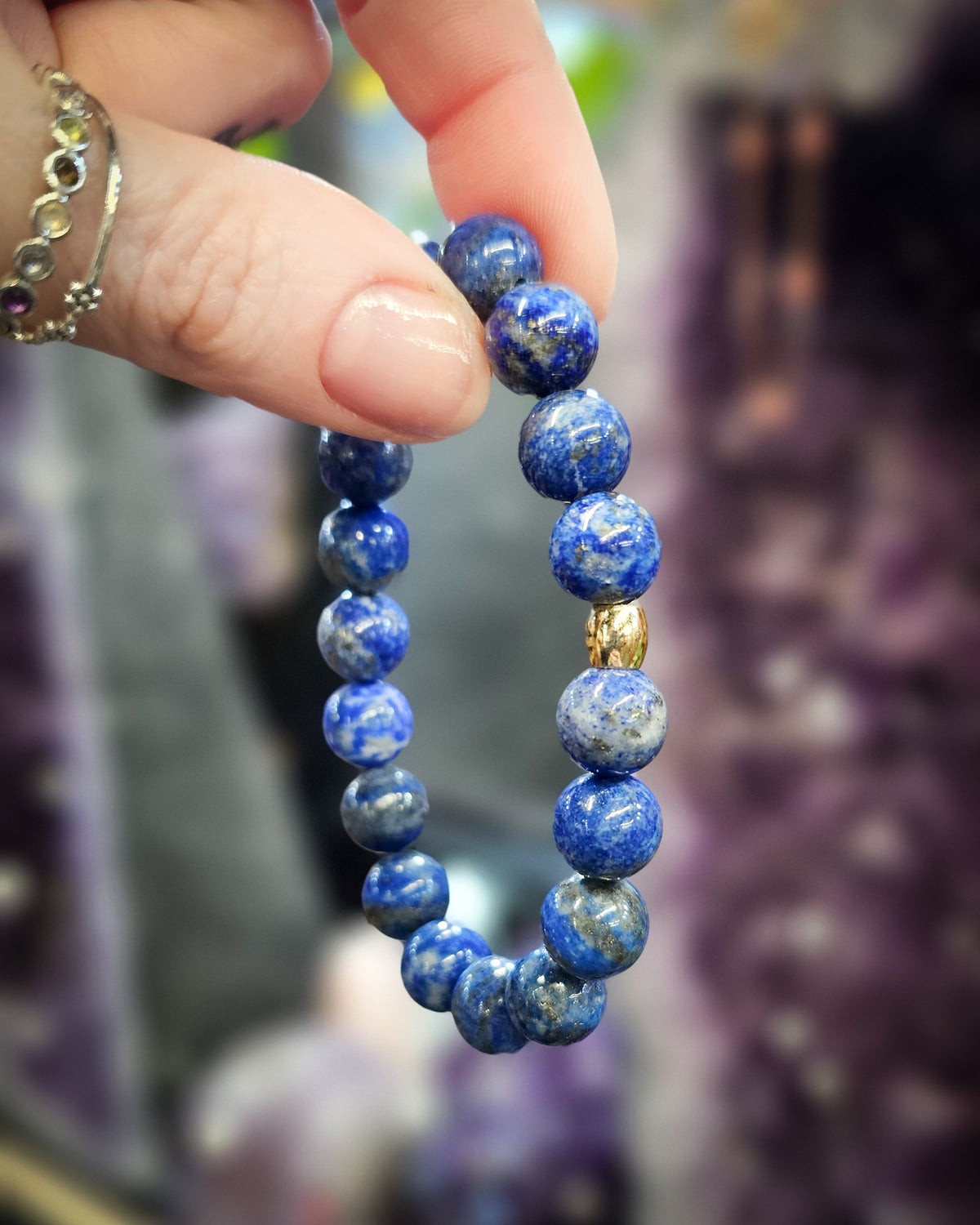 10mm Lapis Lazuli Bead Bracelet